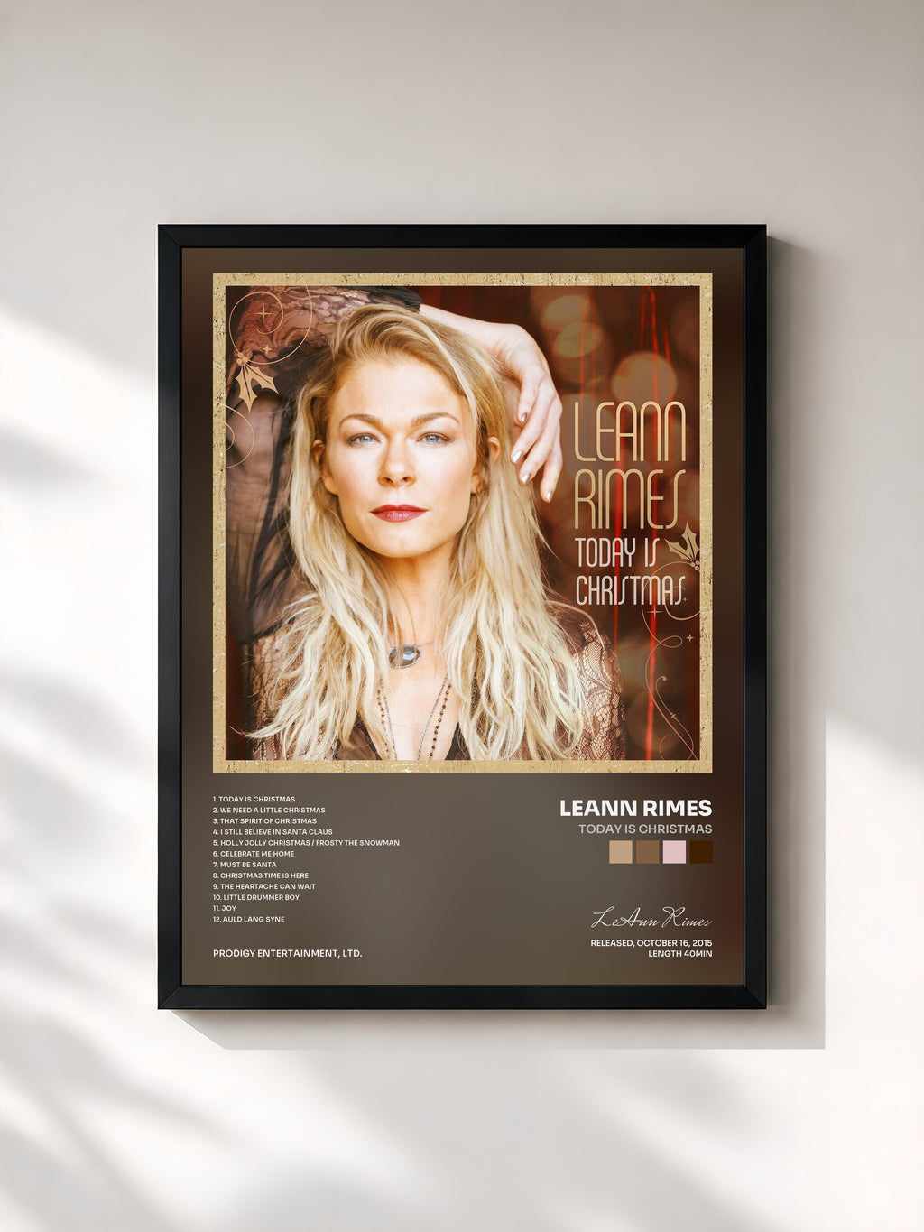 #noir Tableau de l'album Today Is Christmas de LeAnn Rimes, cadre noir, imprimé et encadré en France