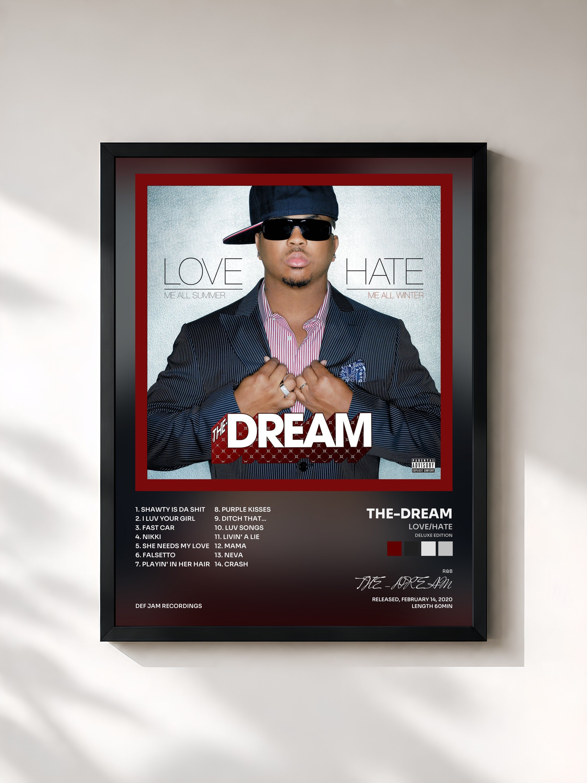 #noir Tableau de l'album Love/Hate (Deluxe Edition) de THE-DREAM, cadre noir, imprimé et encadré en France