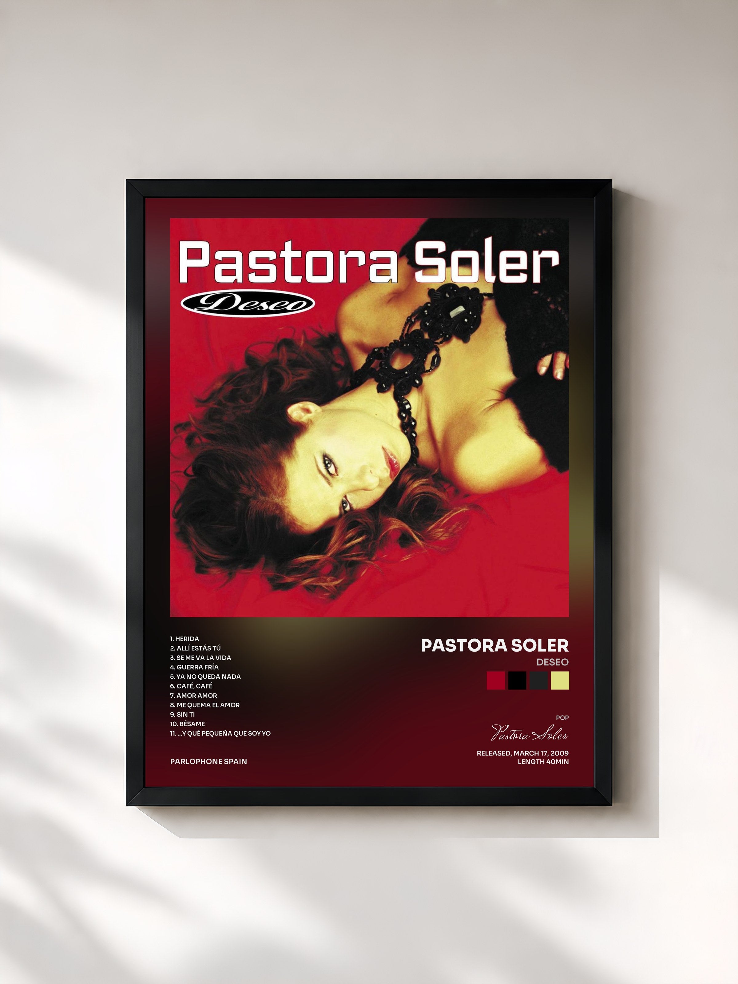 #noir Tableau de l'album Deseo de Pastora Soler, cadre noir, imprimé et encadré en France