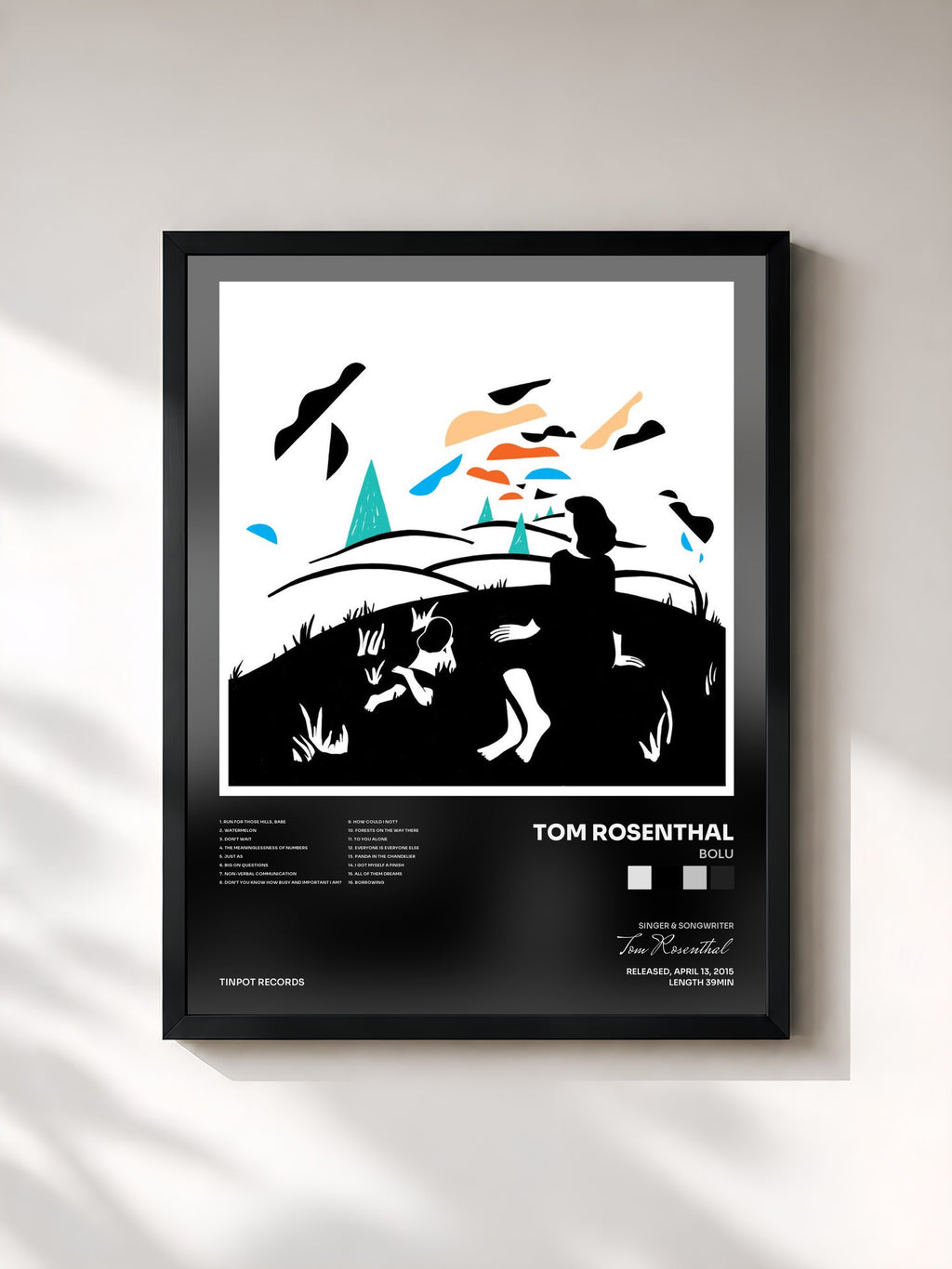 #noir Tableau de l'album Bolu de Tom Rosenthal, cadre noir, imprimé et encadré en France