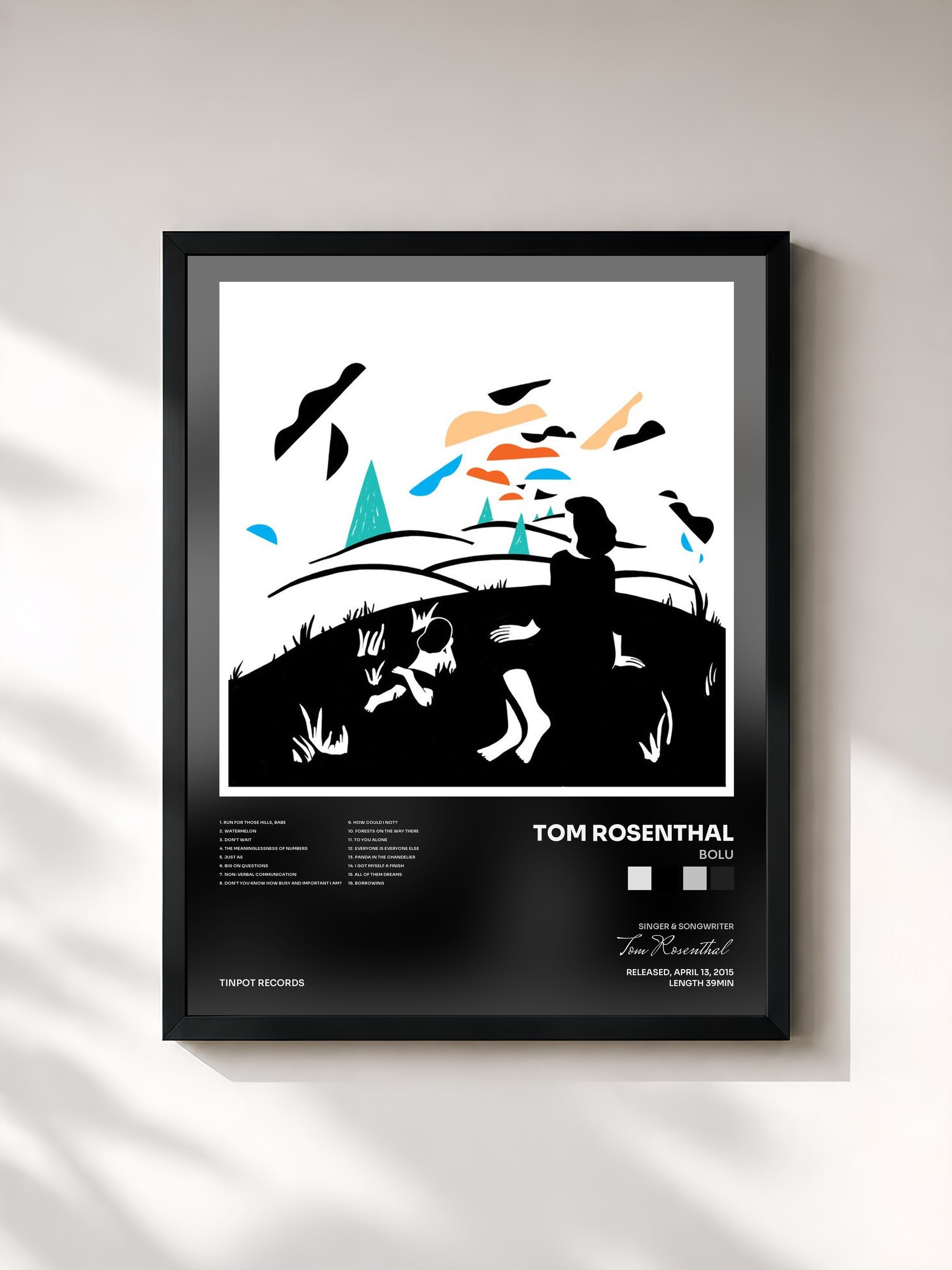 #noir Tableau de l'album Bolu de Tom Rosenthal, cadre noir, imprimé et encadré en France