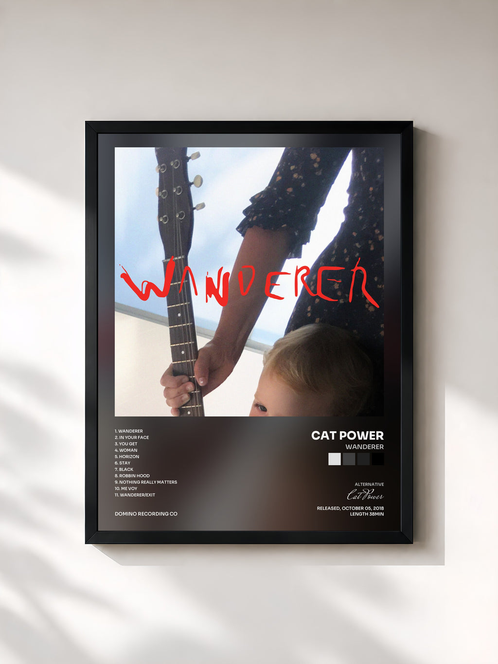 #noir Tableau de l'album Wanderer de Cat Power, cadre noir, imprimé et encadré en France
