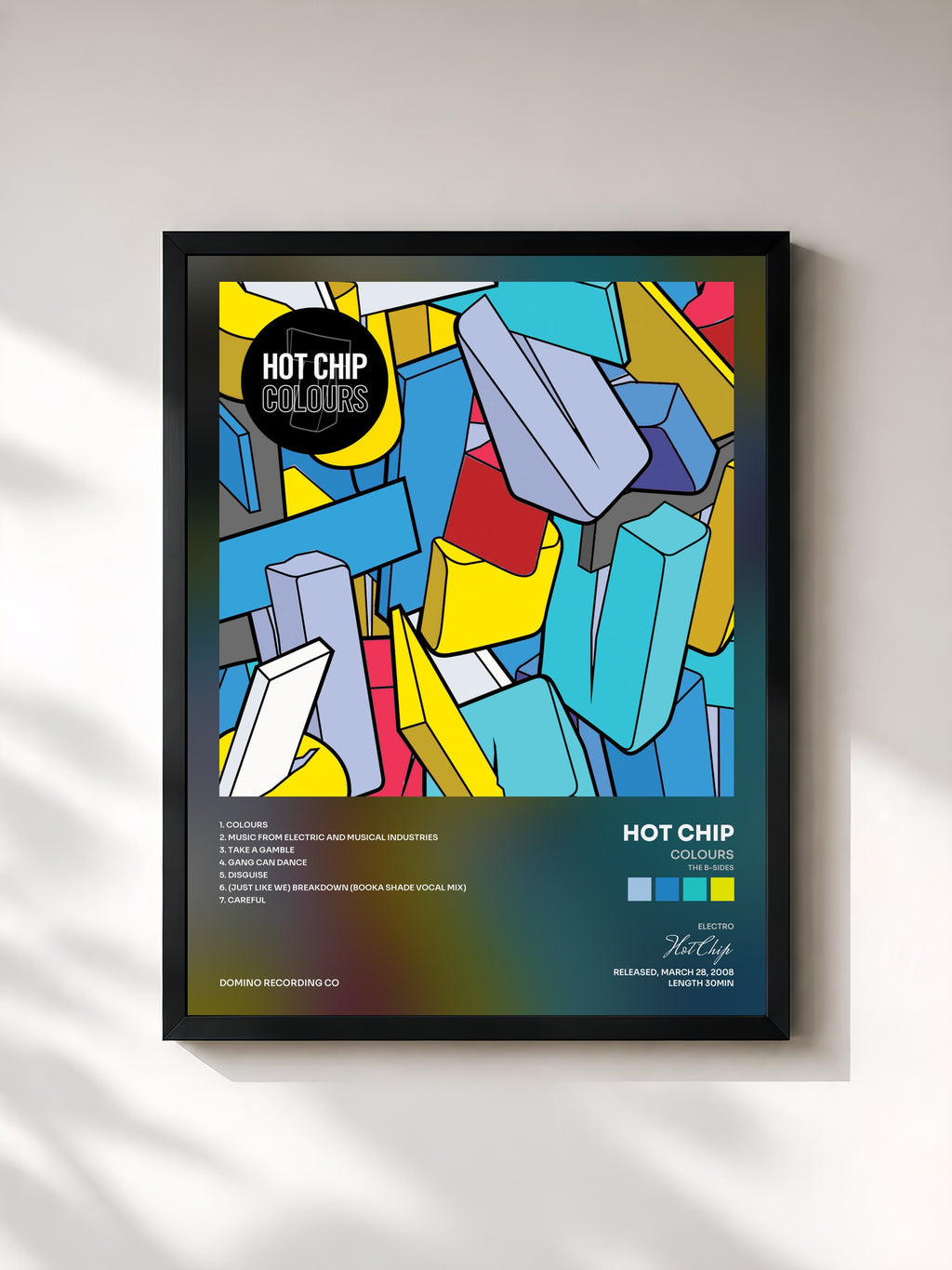#noir Tableau de l'album Colours (The B-Sides) de Hot Chip, cadre noir, imprimé et encadré en France