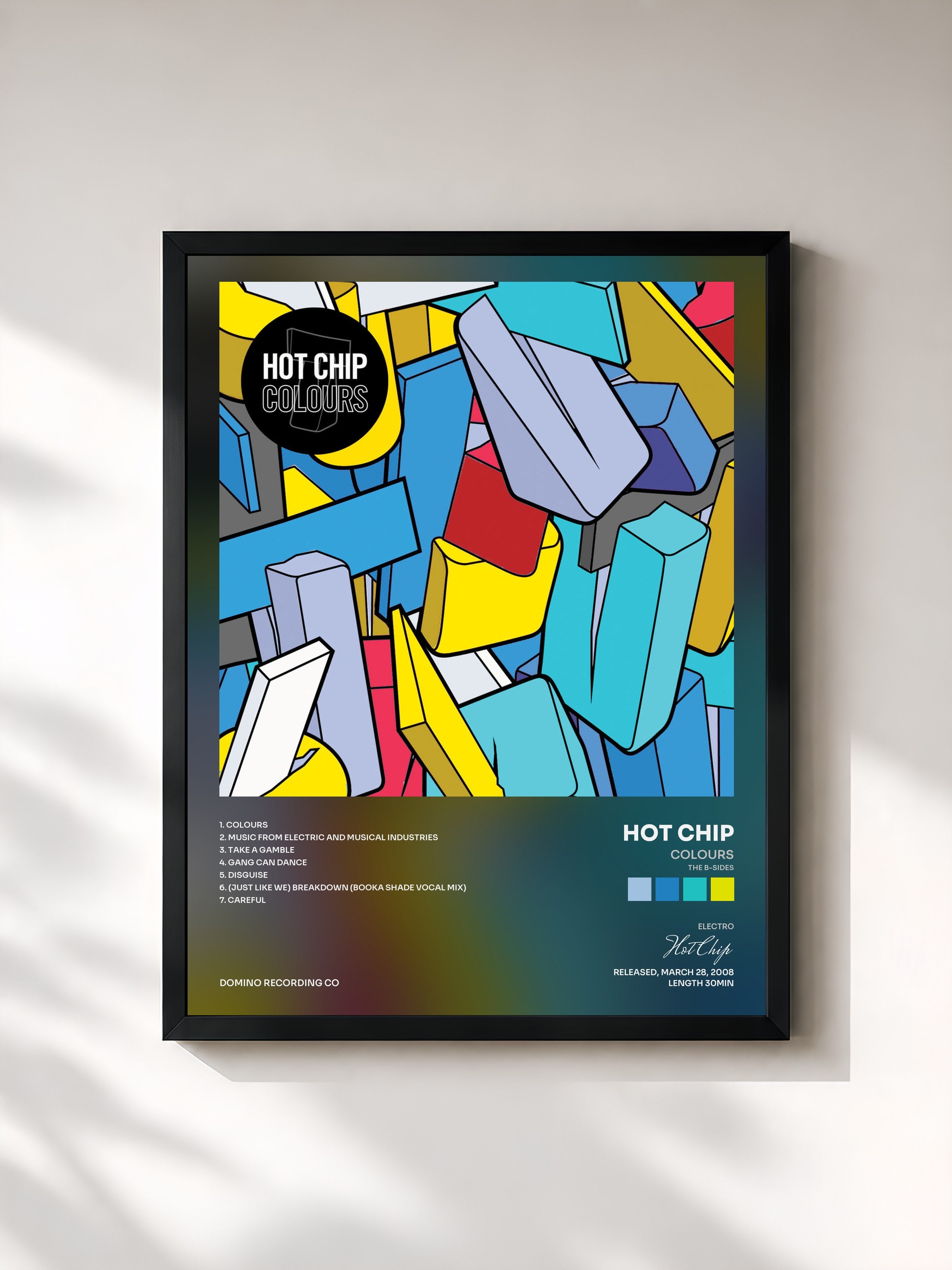 #noir Tableau de l'album Colours (The B-Sides) de Hot Chip, cadre noir, imprimé et encadré en France