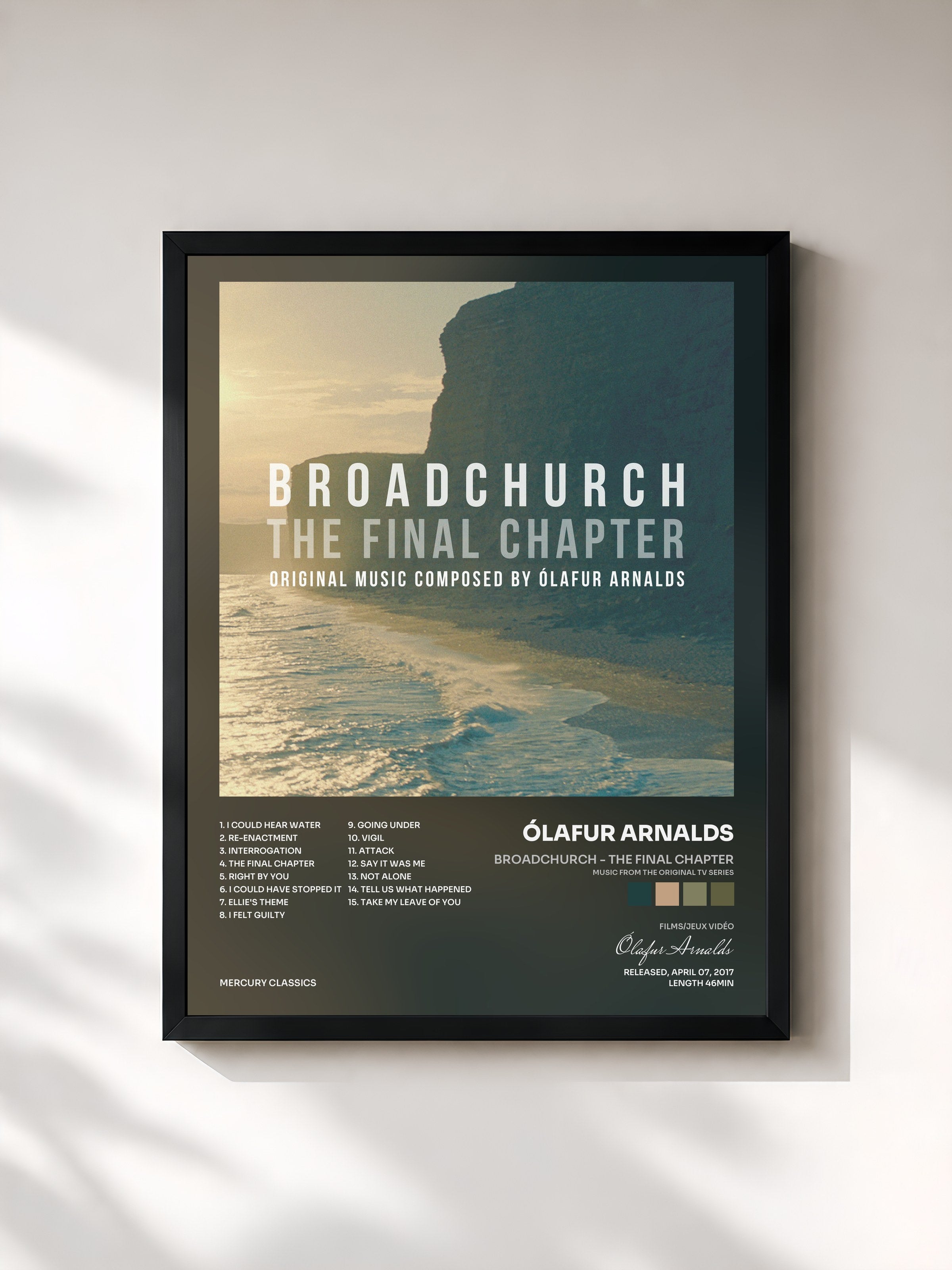 #noir Tableau de l'album Broadchurch - The Final Chapter (Music From The Original TV Series) de Ólafur Arnalds, cadre noir, imprimé et encadré en France