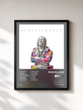 #noir Tableau de l'album Perseverance de Russ Millions, cadre noir, imprimé et encadré en France
