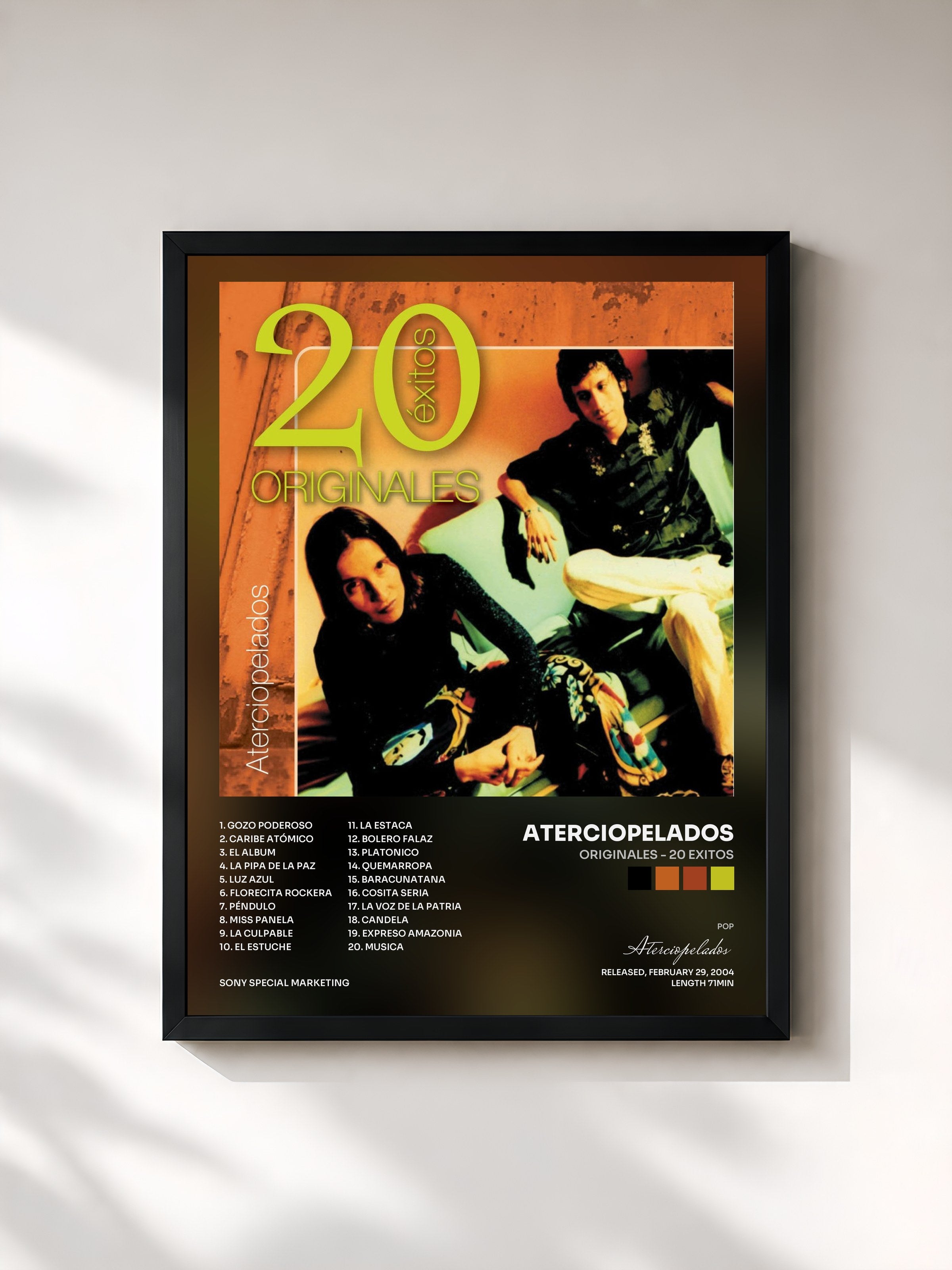 #noir Tableau de l'album Originales - 20 Exitos de Aterciopelados, cadre noir, imprimé et encadré en France