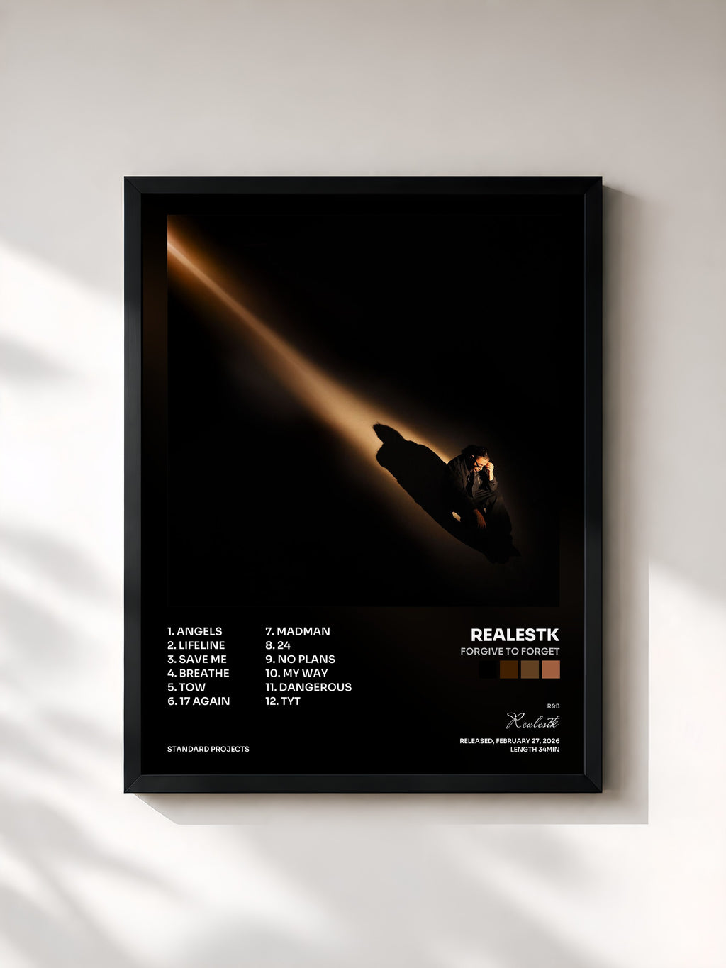 #noir Tableau de l'album Forgive To Forget de Realestk, cadre noir, imprimé et encadré en France