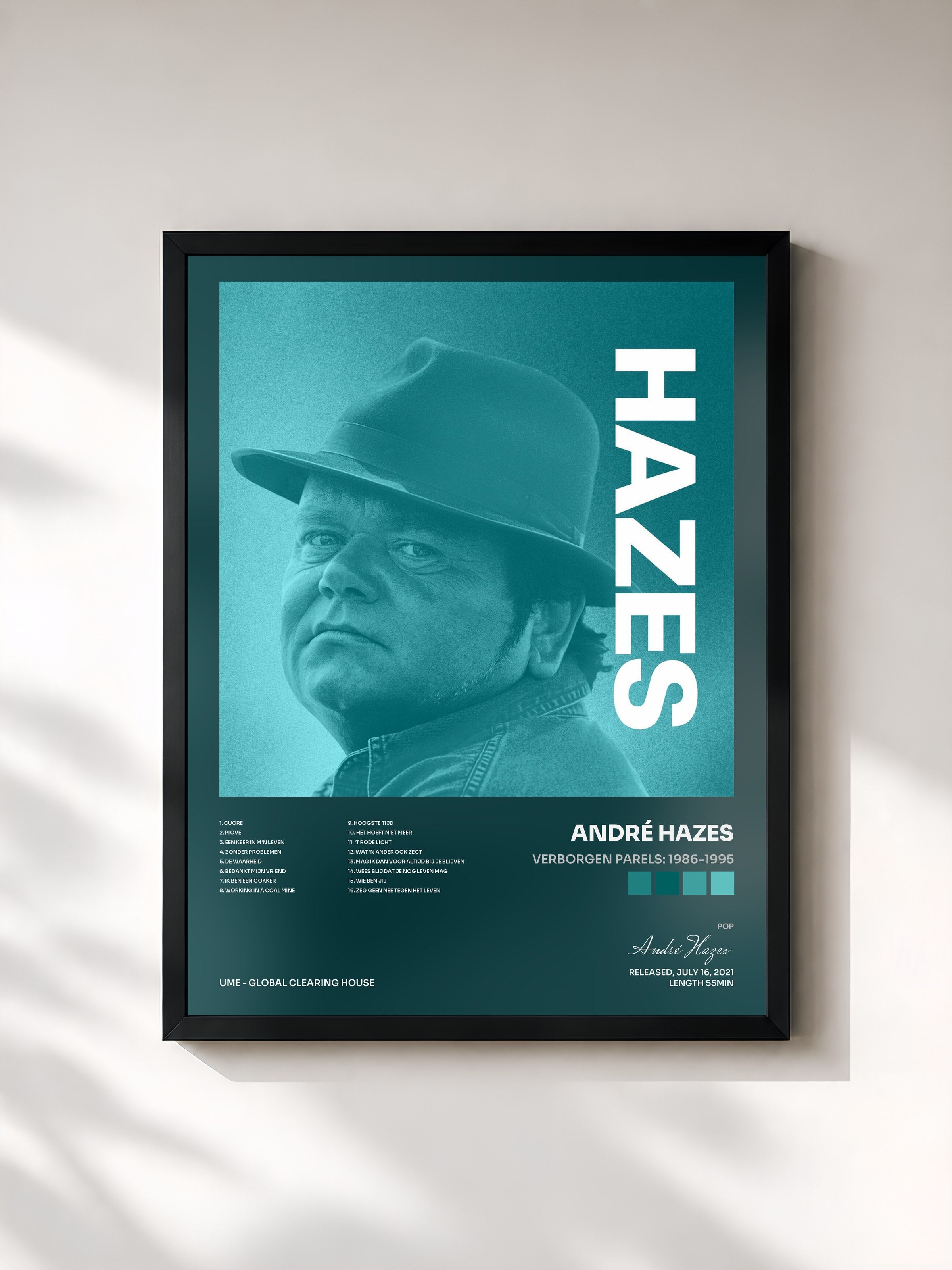 #noir Tableau de l'album Verborgen Parels: 1986-1995 de André Hazes, cadre noir, imprimé et encadré en France