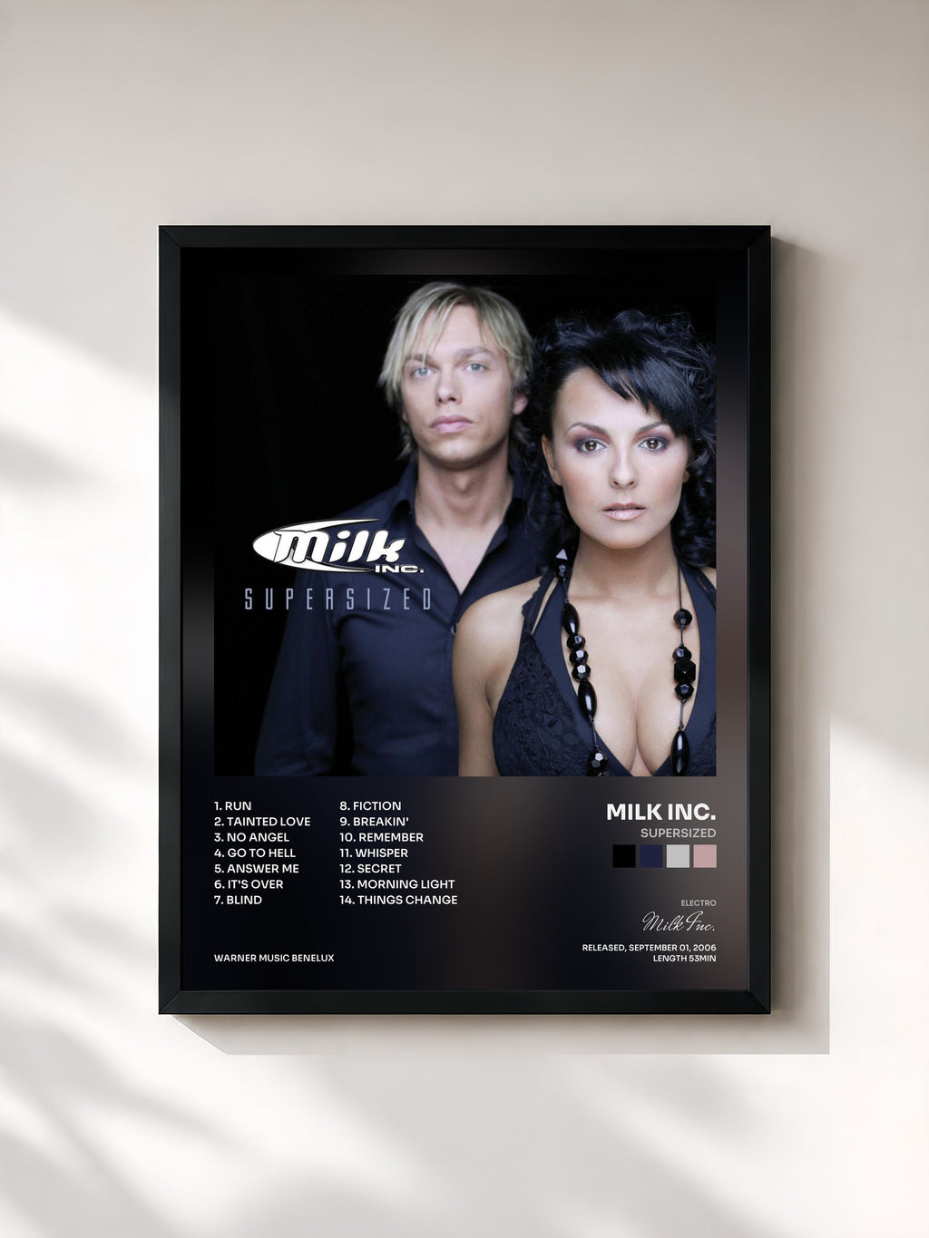 #noir Tableau de l'album Supersized de Milk Inc., cadre noir, imprimé et encadré en France