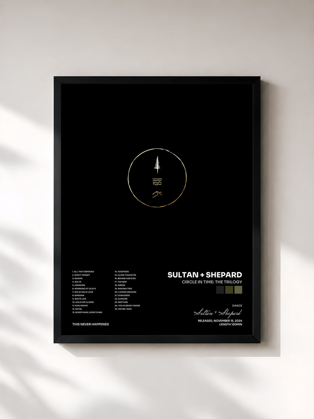 #noir Tableau de l'album Circle In Time: The Trilogy de Sultan + Shepard, cadre noir, imprimé et encadré en France