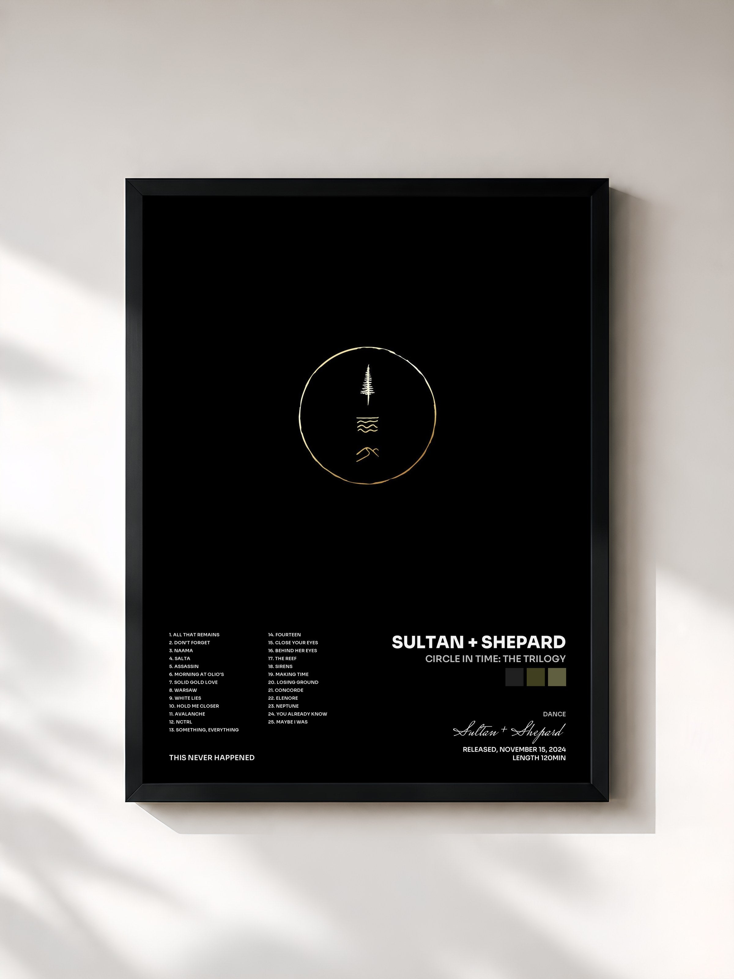 #noir Tableau de l'album Circle In Time: The Trilogy de Sultan + Shepard, cadre noir, imprimé et encadré en France