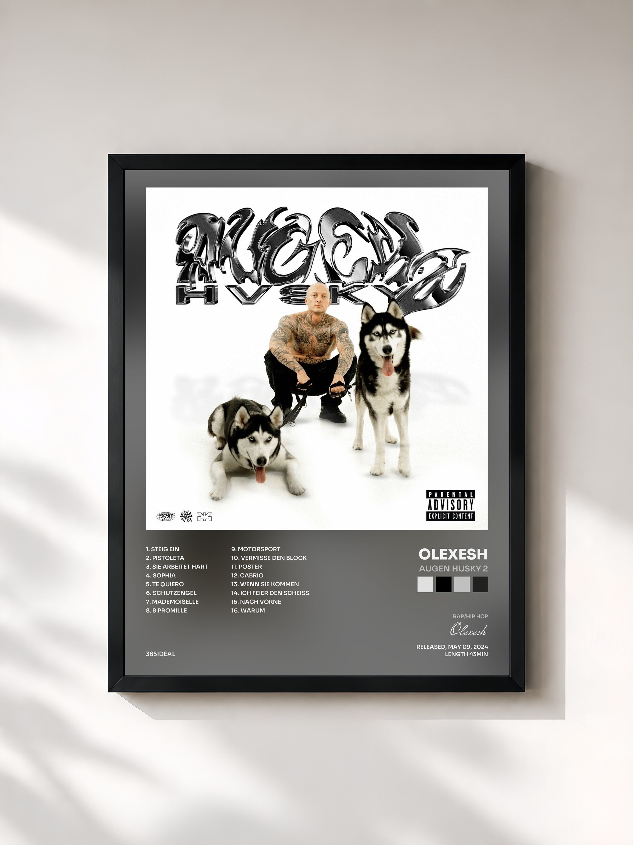 #noir Tableau de l'album Augen Husky 2 de Olexesh, cadre noir, imprimé et encadré en France