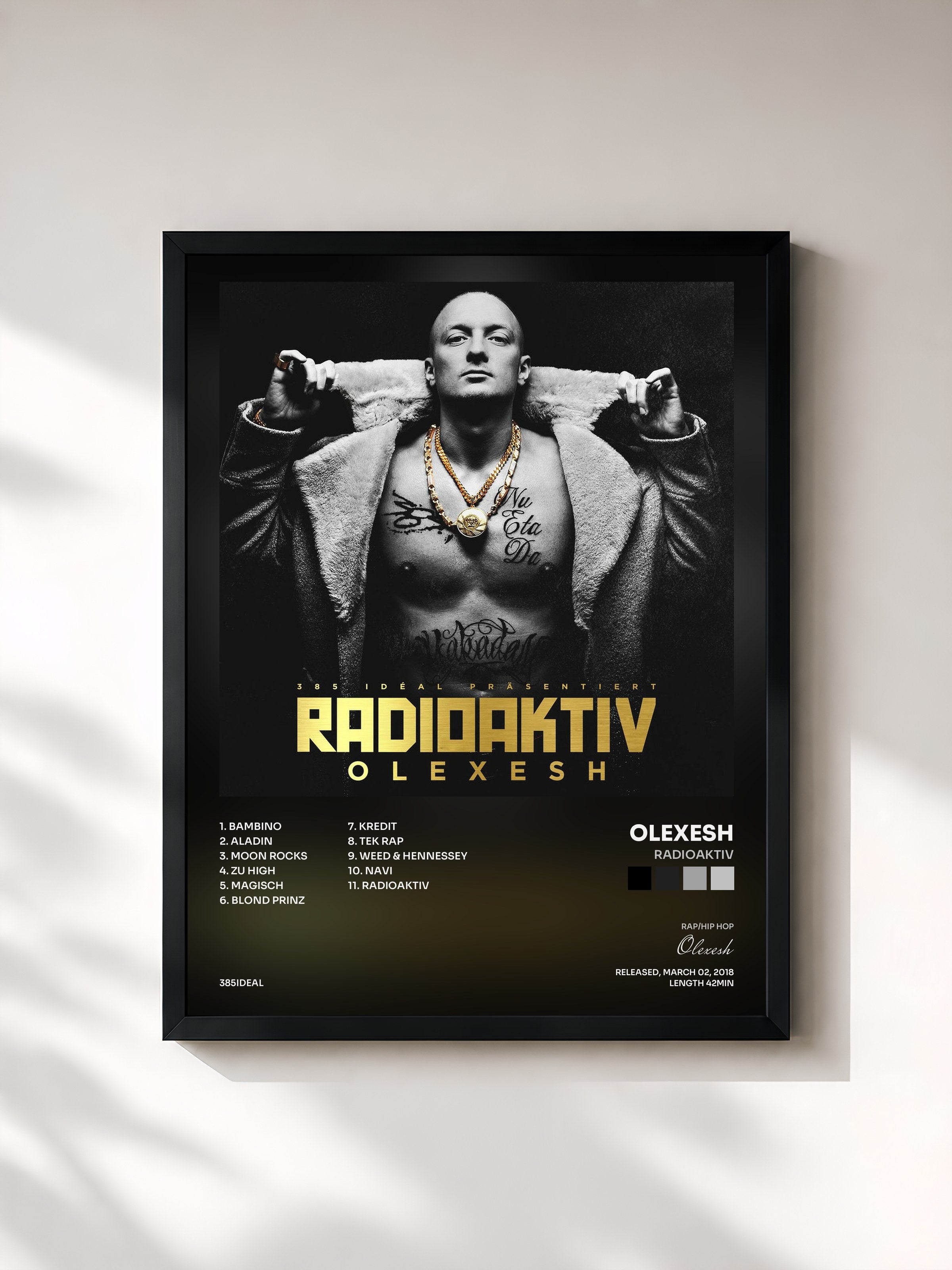 #noir Tableau de l'album Radioaktiv de Olexesh, cadre noir, imprimé et encadré en France
