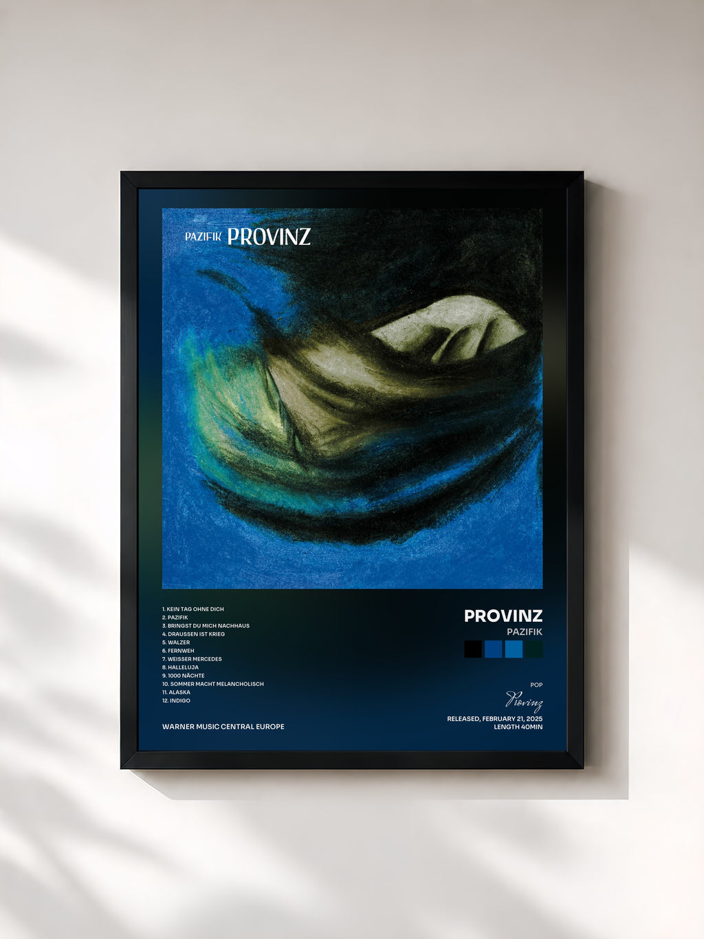 #noir Tableau de l'album Pazifik de Provinz, cadre noir, imprimé et encadré en France