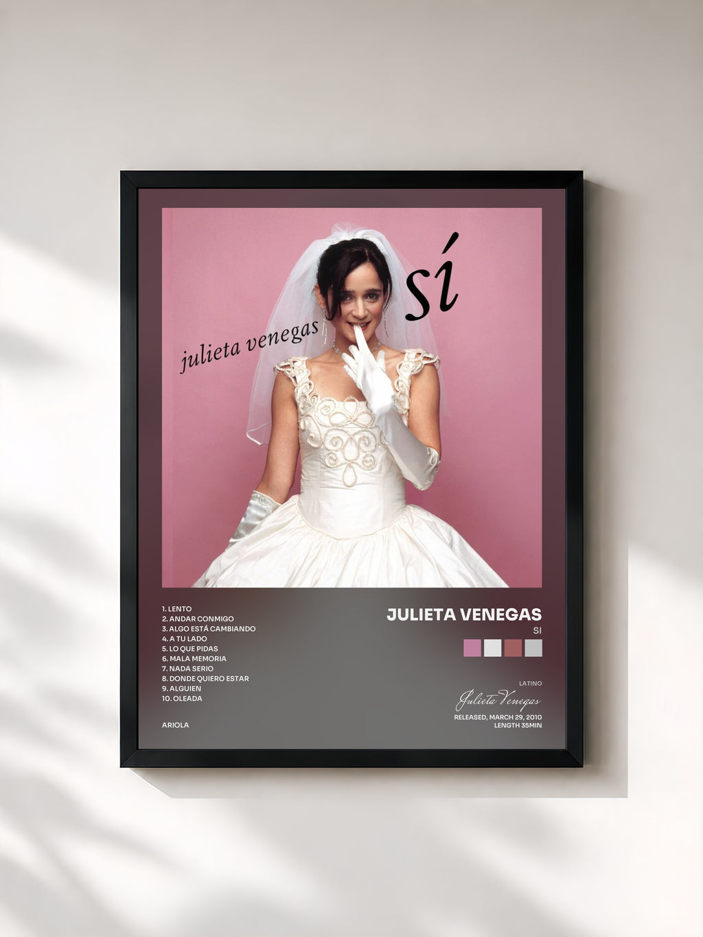 #noir Tableau de l'album Si de Julieta Venegas, cadre noir, imprimé et encadré en France
