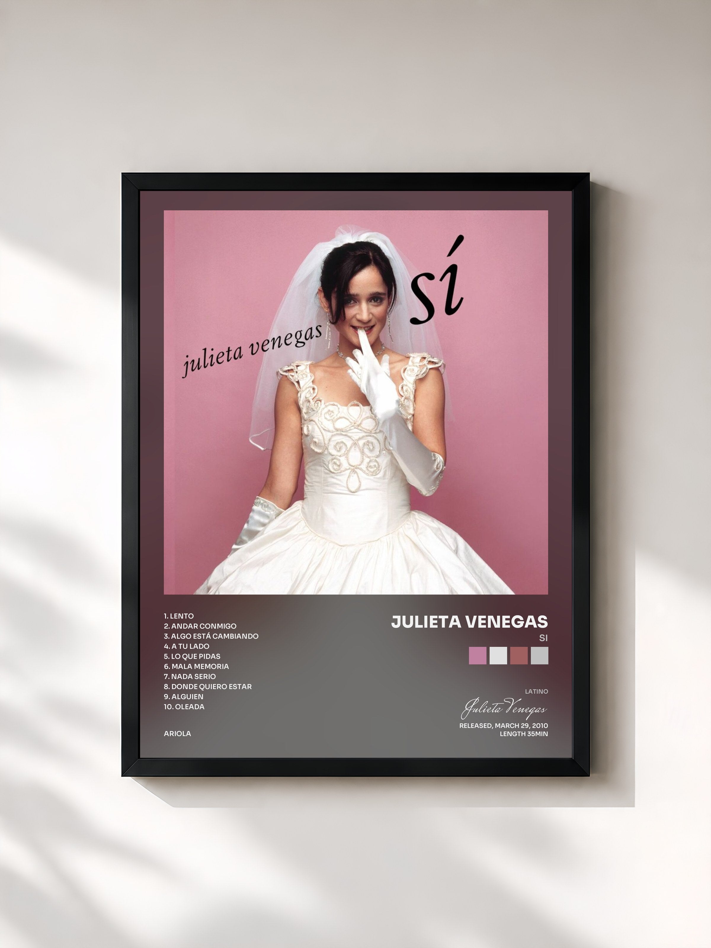 #noir Tableau de l'album Si de Julieta Venegas, cadre noir, imprimé et encadré en France