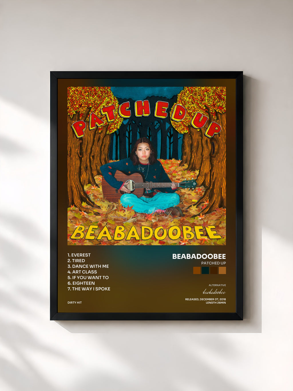#noir Tableau de l'album Patched Up de beabadoobee, cadre noir, imprimé et encadré en France