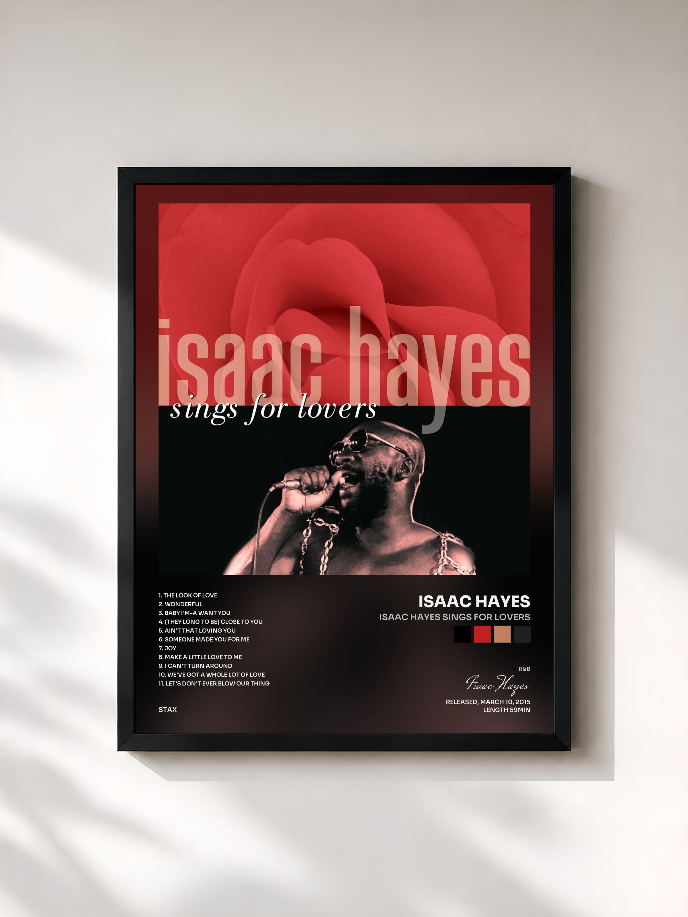 #noir Tableau de l'album Isaac Hayes Sings For Lovers de Isaac Hayes, cadre noir, imprimé et encadré en France