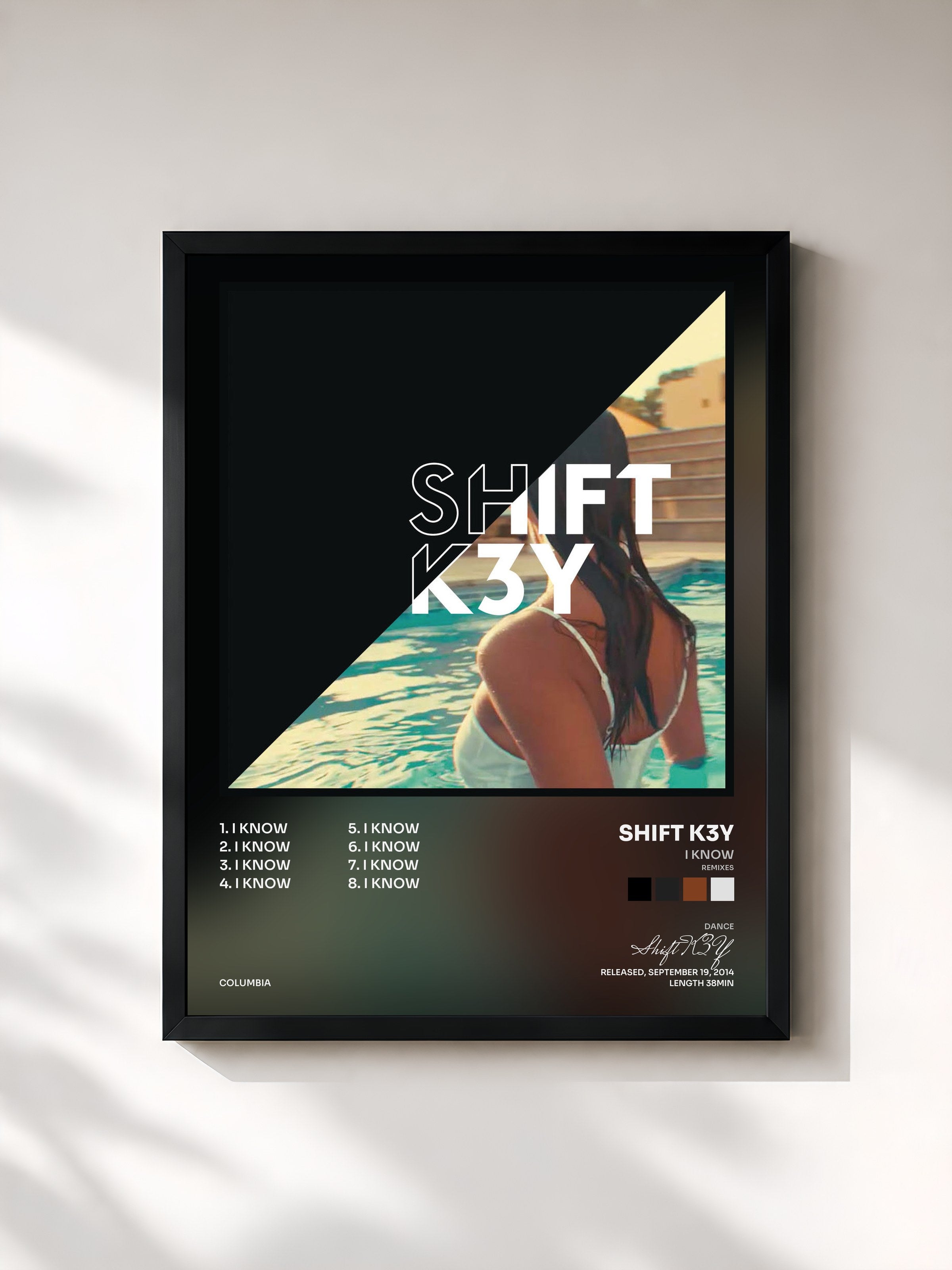 #noir Tableau de l'album I Know (Remixes) de Shift K3Y, cadre noir, imprimé et encadré en France