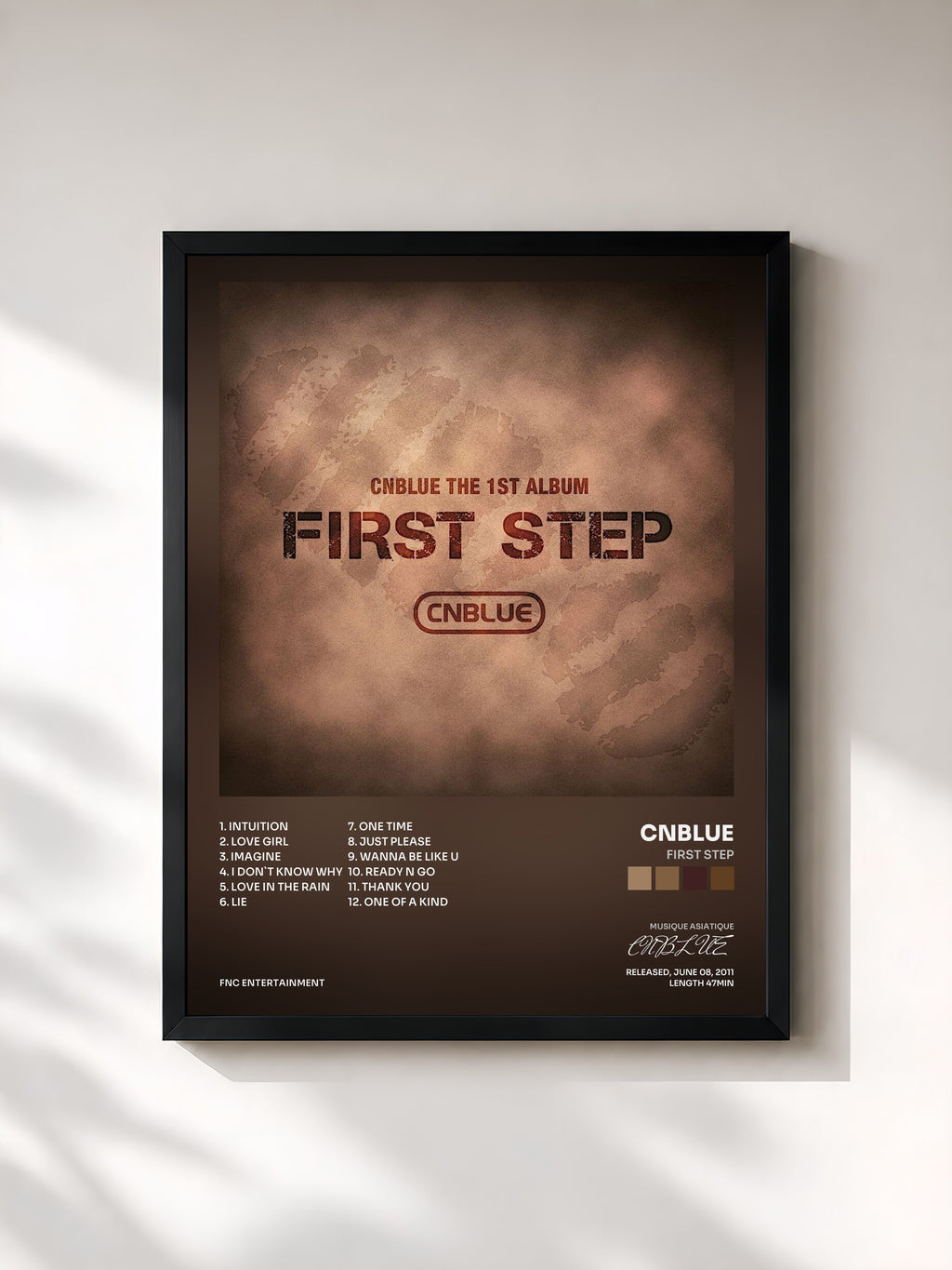 #noir Tableau de l'album FIRST STEP de CNBLUE, cadre noir, imprimé et encadré en France