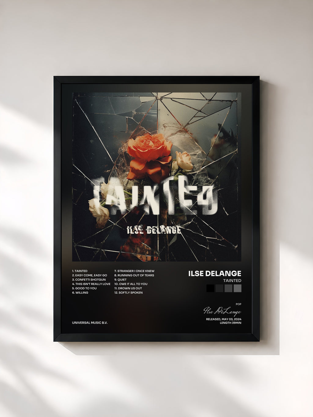 #noir Tableau de l'album Tainted de Ilse DeLange, cadre noir, imprimé et encadré en France