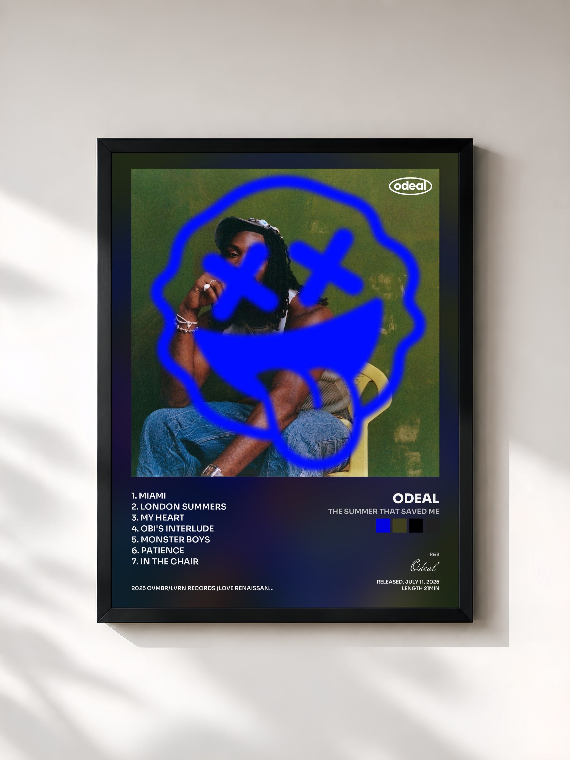 #noir Tableau de l'album The Summer That Saved Me de Odeal, cadre noir, imprimé et encadré en France