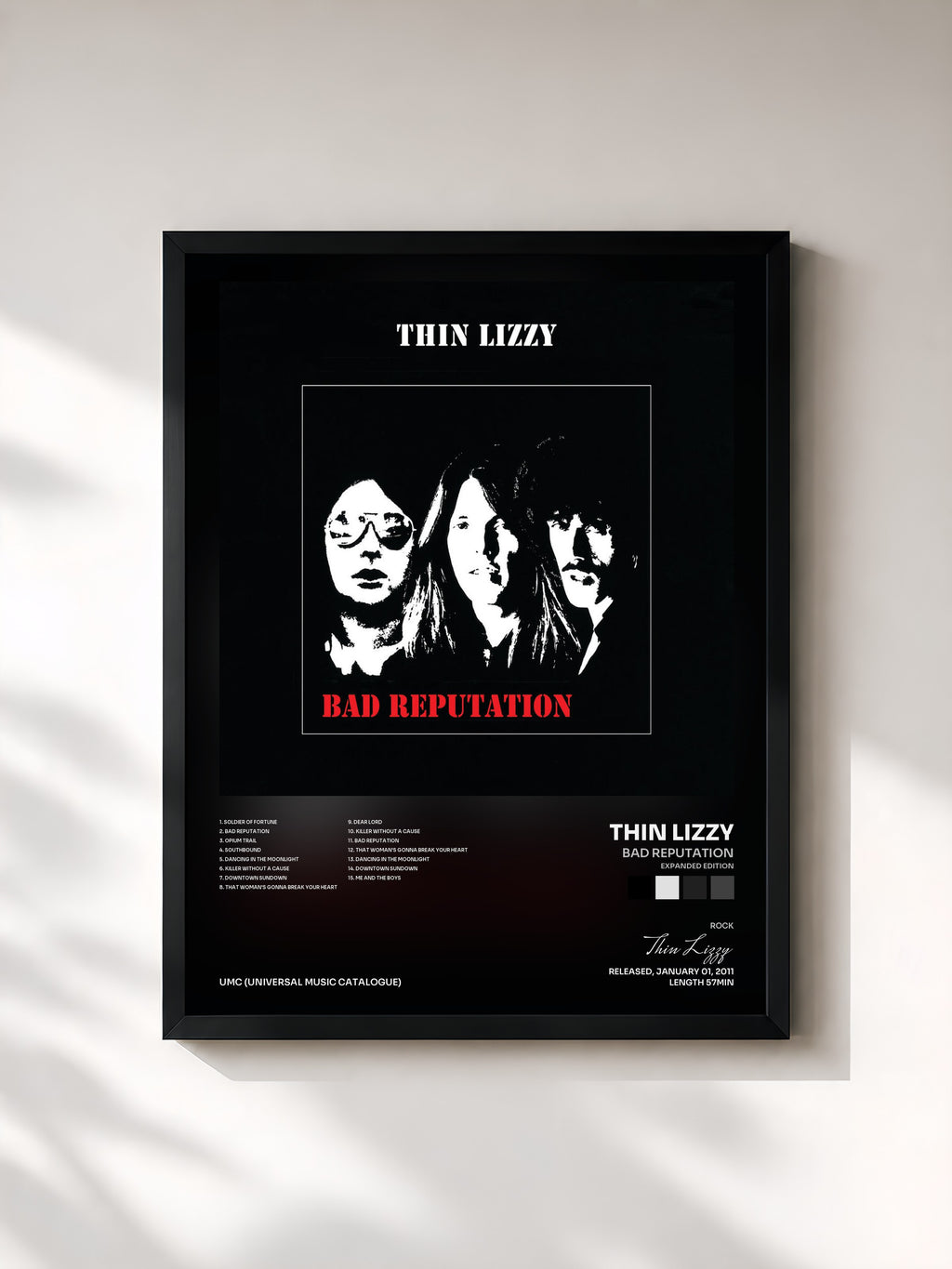 #noir Tableau de l'album Bad Reputation (Expanded Edition) de Thin Lizzy, cadre noir, imprimé et encadré en France