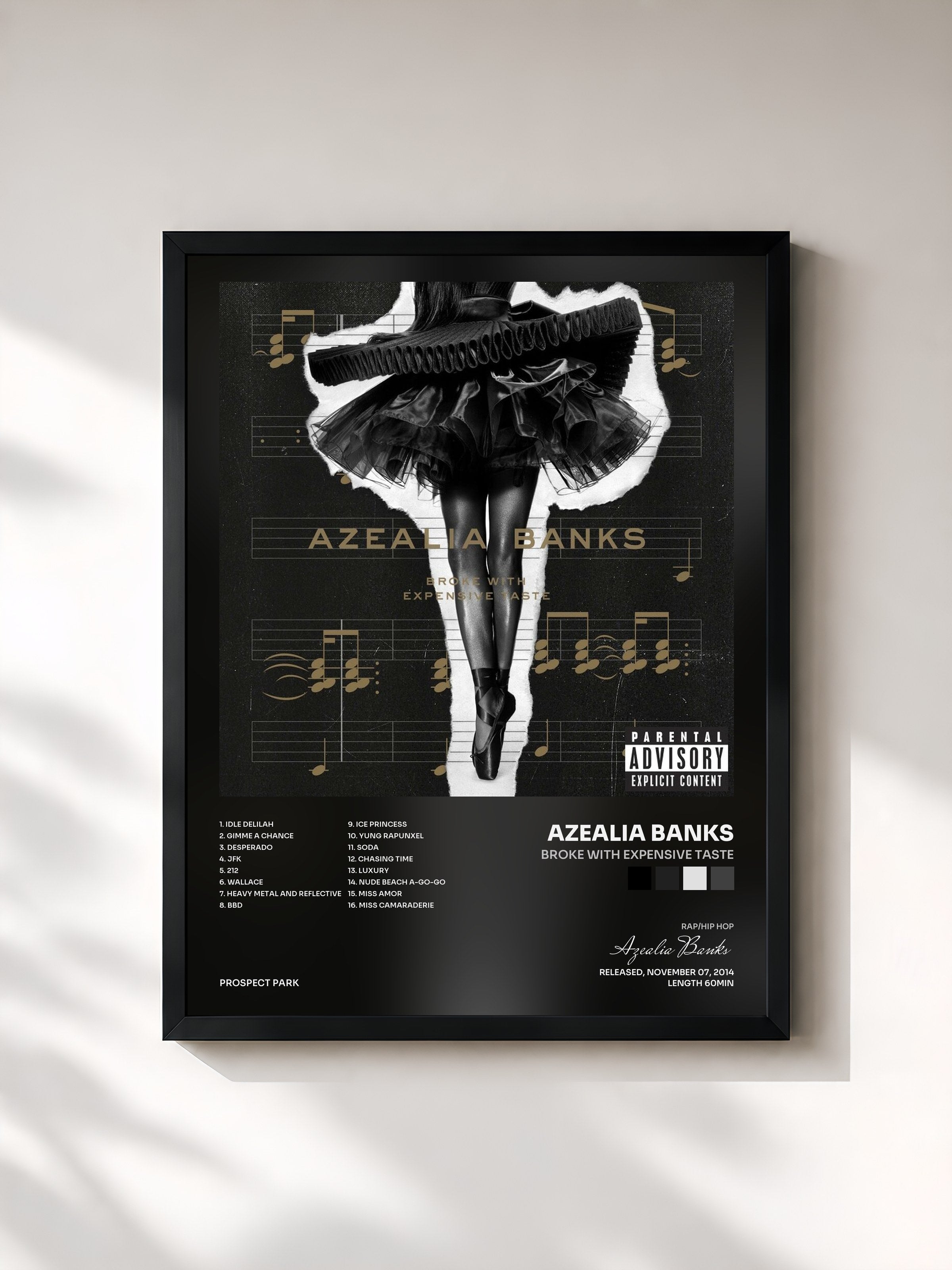 #noir Tableau de l'album Broke with Expensive Taste de Azealia Banks, cadre noir, imprimé et encadré en France