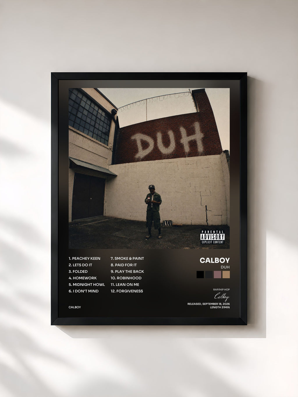 #noir Tableau de l'album Duh de Calboy, cadre noir, imprimé et encadré en France