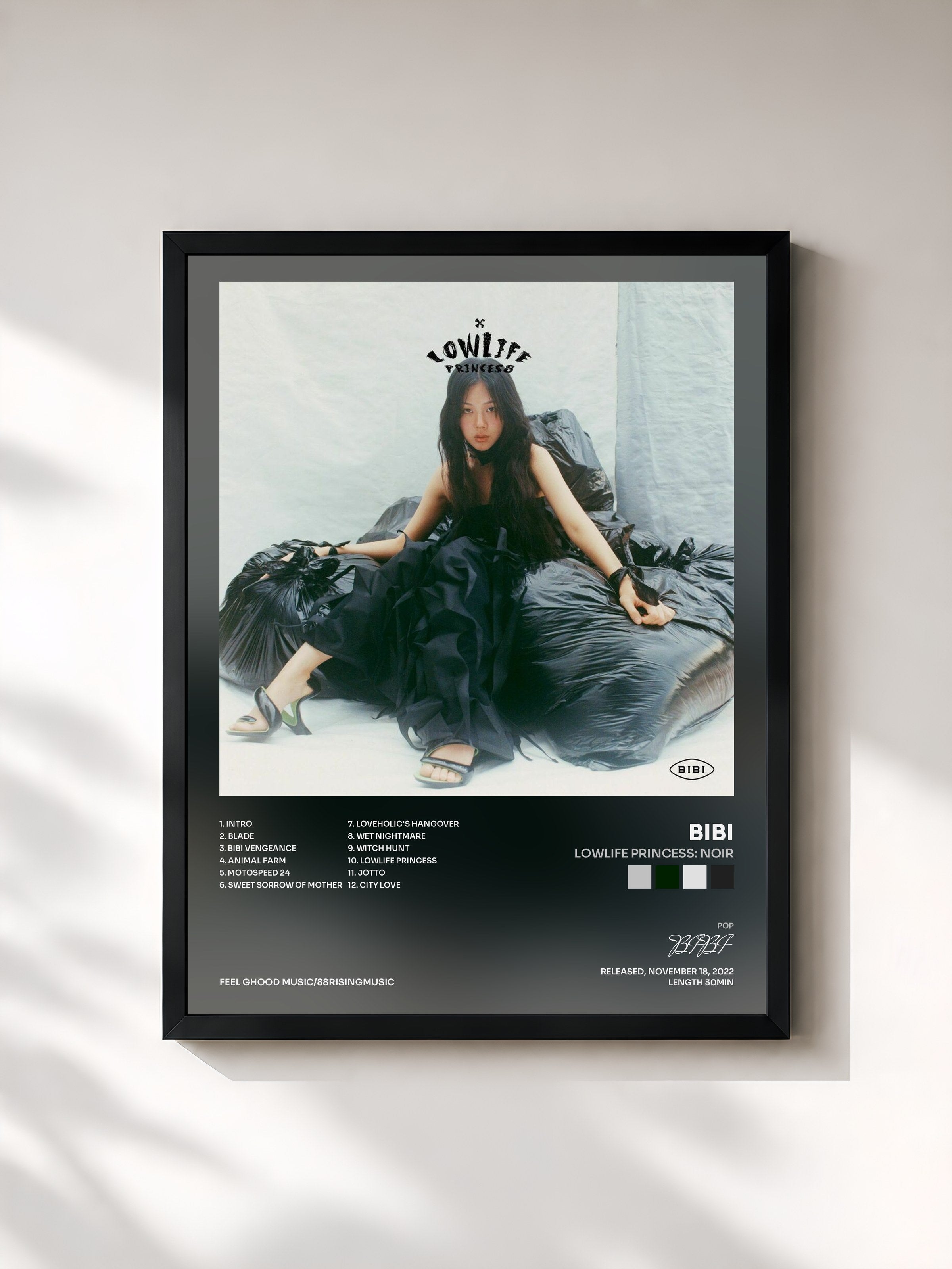#noir Tableau de l'album Lowlife Princess: Noir de BIBI, cadre noir, imprimé et encadré en France