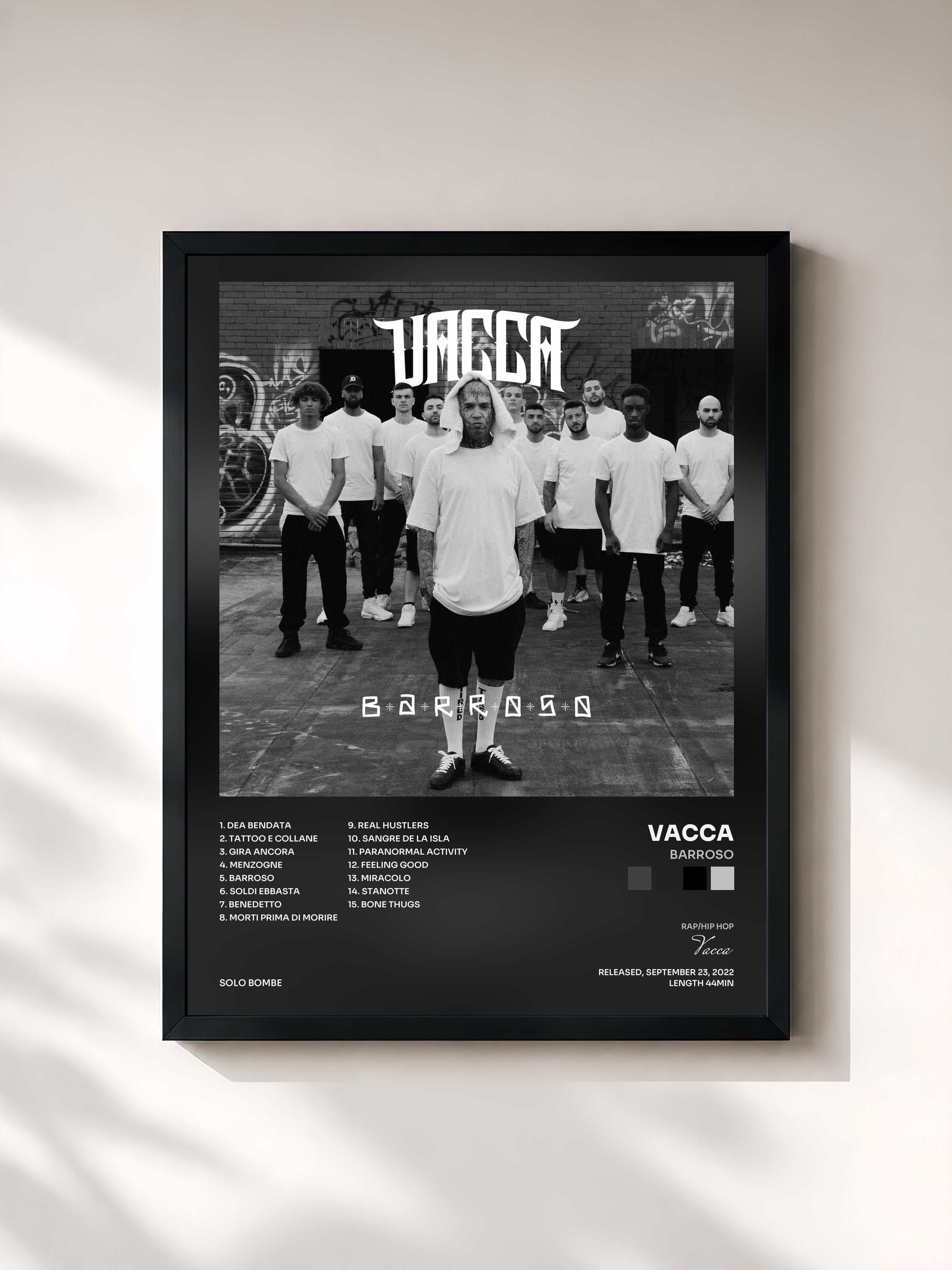 #noir Tableau de l'album Barroso de Vacca, cadre noir, imprimé et encadré en France