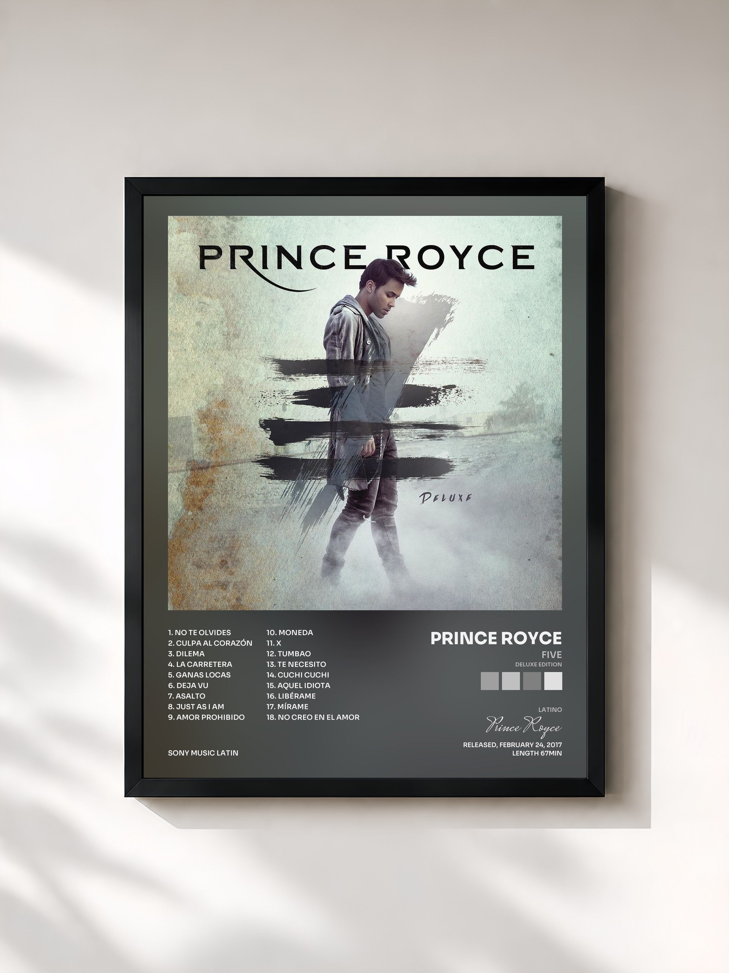 #noir Tableau de l'album FIVE (Deluxe Edition) de Prince Royce, cadre noir, imprimé et encadré en France