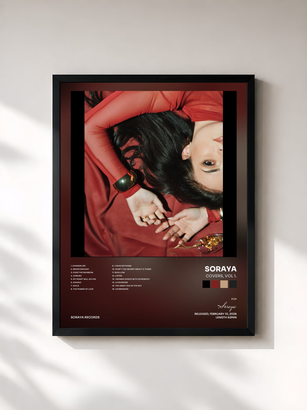 #noir Tableau de l'album Covers, Vol 1. de Soraya, cadre noir, imprimé et encadré en France