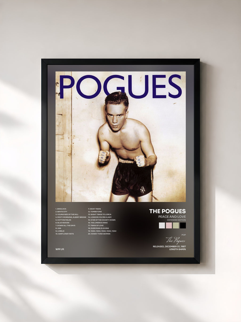 #noir Tableau de l'album Peace and Love (Expanded Edition) de The Pogues, cadre noir, imprimé et encadré en France