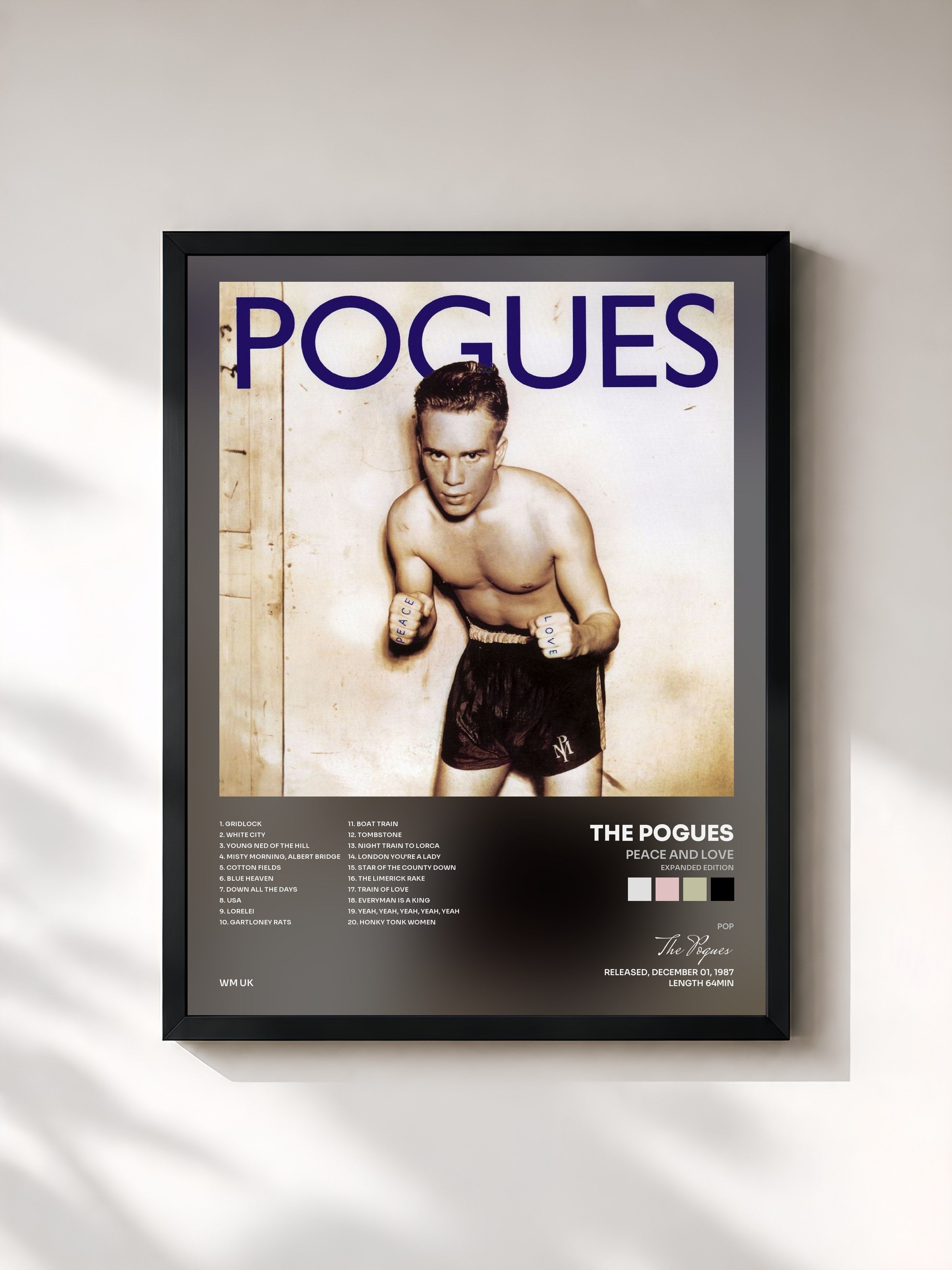 #noir Tableau de l'album Peace and Love (Expanded Edition) de The Pogues, cadre noir, imprimé et encadré en France
