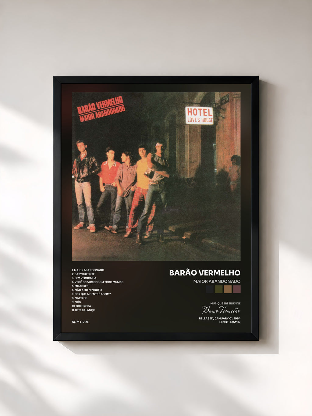 #noir Tableau de l'album Maior Abandonado de Barão Vermelho, cadre noir, imprimé et encadré en France