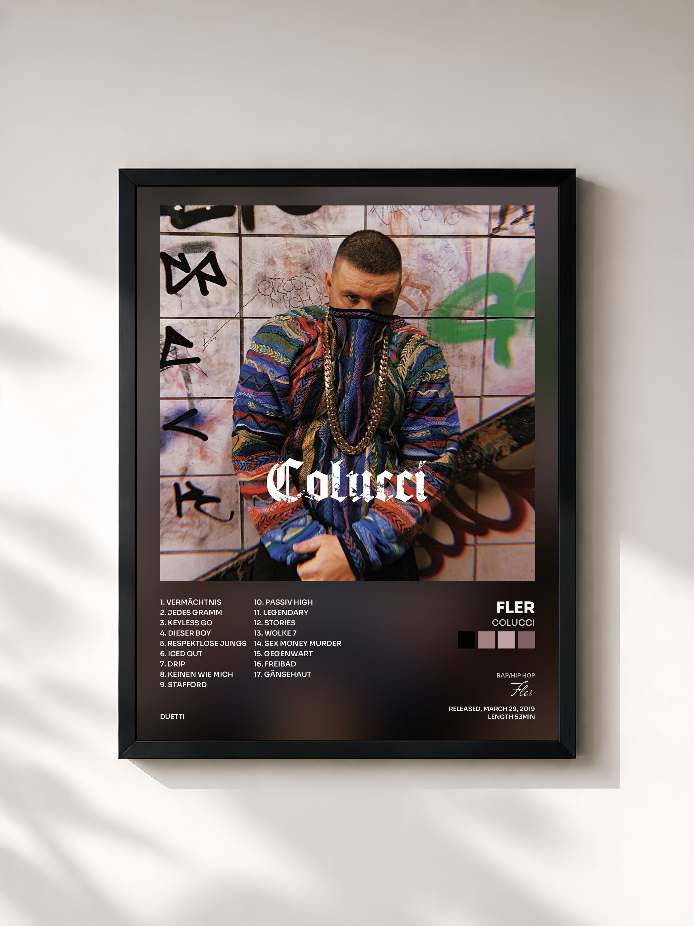 #noir Tableau de l'album Colucci de Fler, cadre noir, imprimé et encadré en France