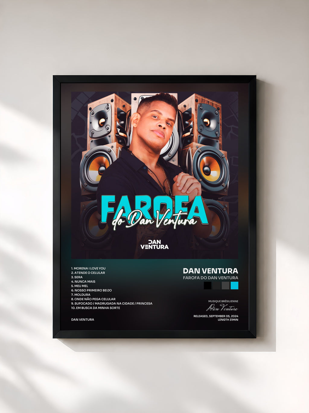 #noir Tableau de l'album Farofa do Dan Ventura de Dan Ventura, cadre noir, imprimé et encadré en France