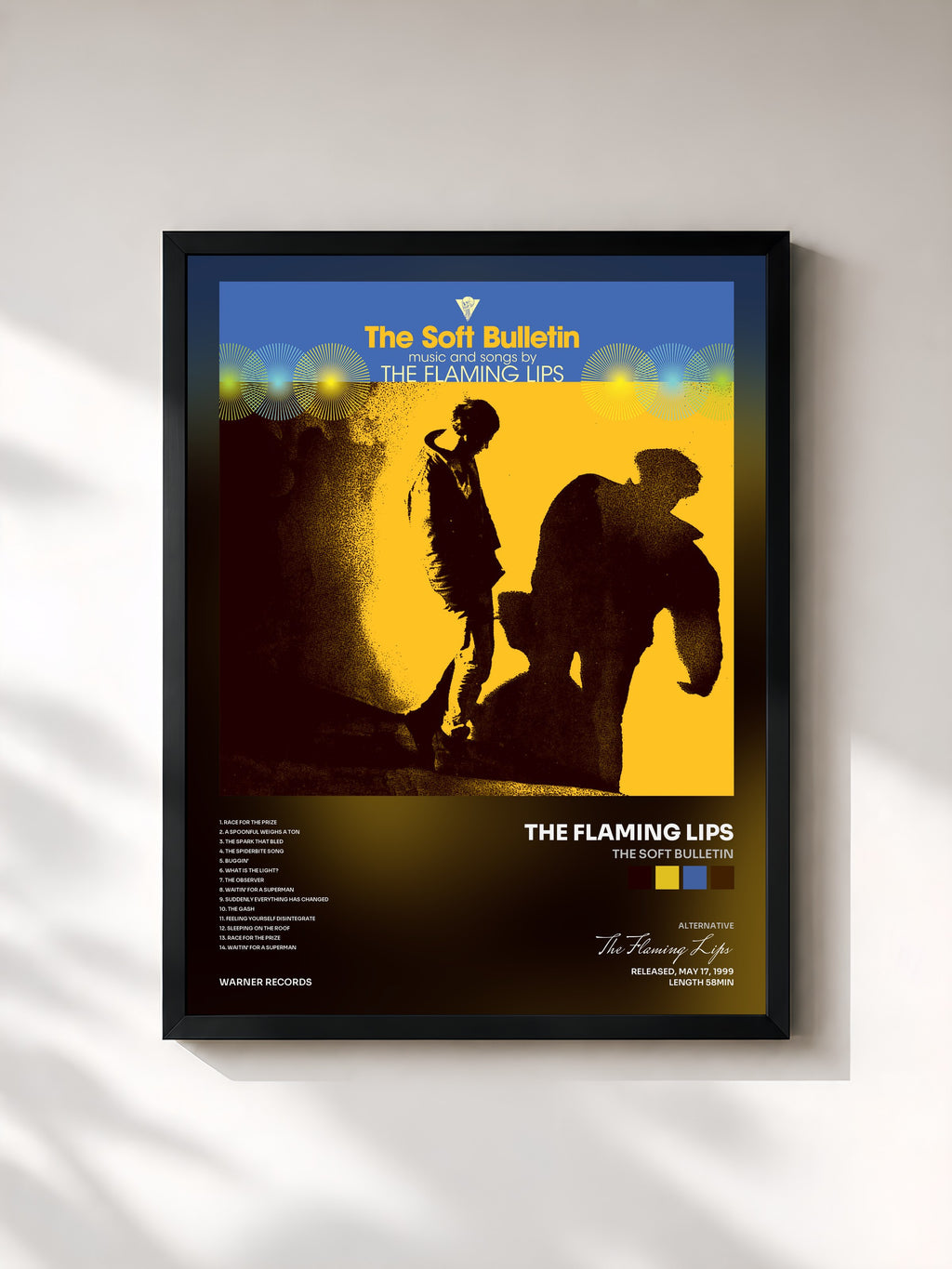 #noir Tableau de l'album The Soft Bulletin de The Flaming Lips, cadre noir, imprimé et encadré en France