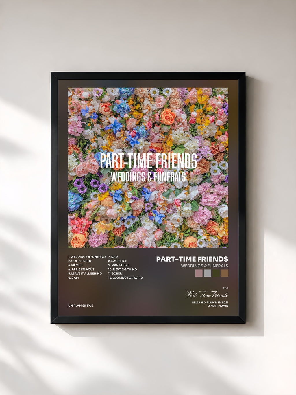 #noir Tableau de l'album Weddings & Funerals de Part-Time Friends, cadre noir, imprimé et encadré en France