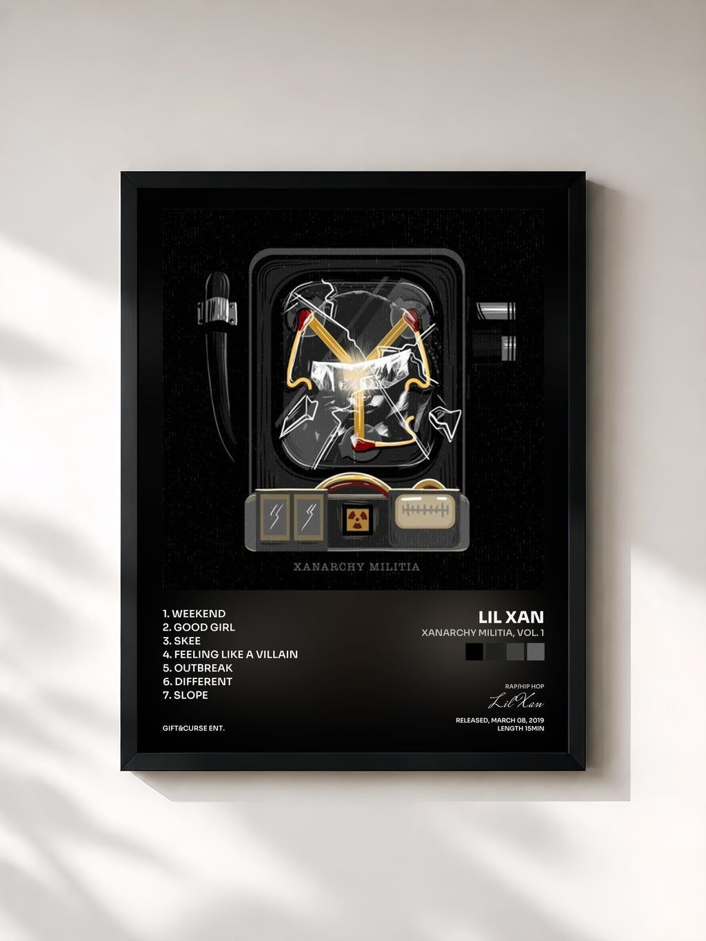 #noir Xanarchy Militia, Vol. 1 by Lil Xan as a framed art print, black frame, printed and framed in France