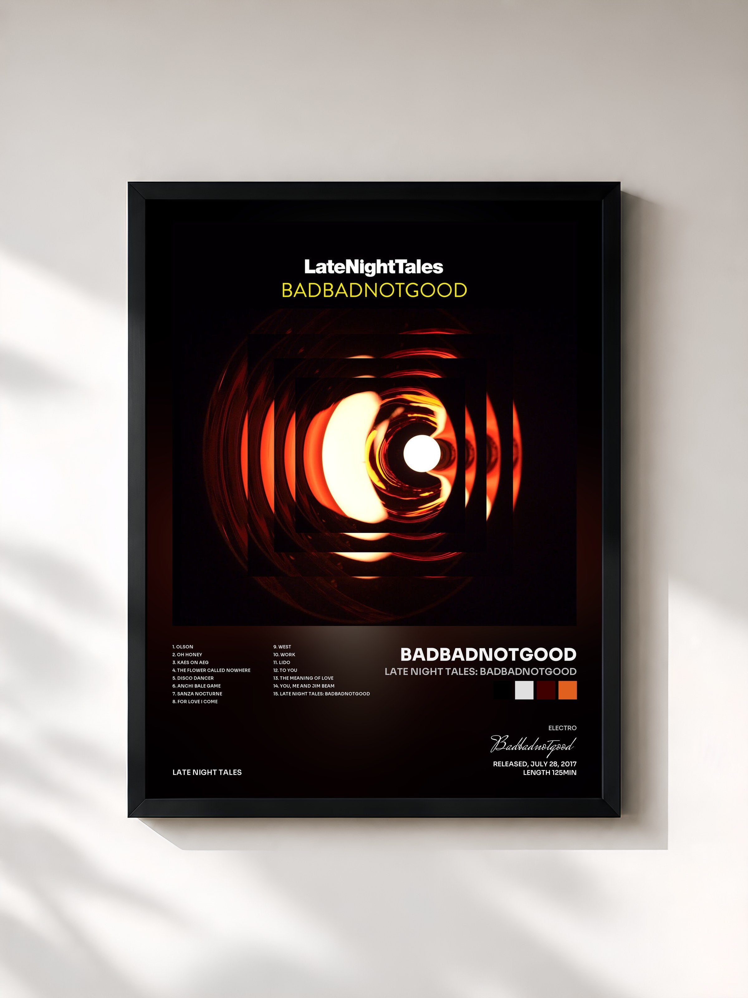 #noir Tableau de l'album Late Night Tales: BADBADNOTGOOD de Badbadnotgood, cadre noir, imprimé et encadré en France