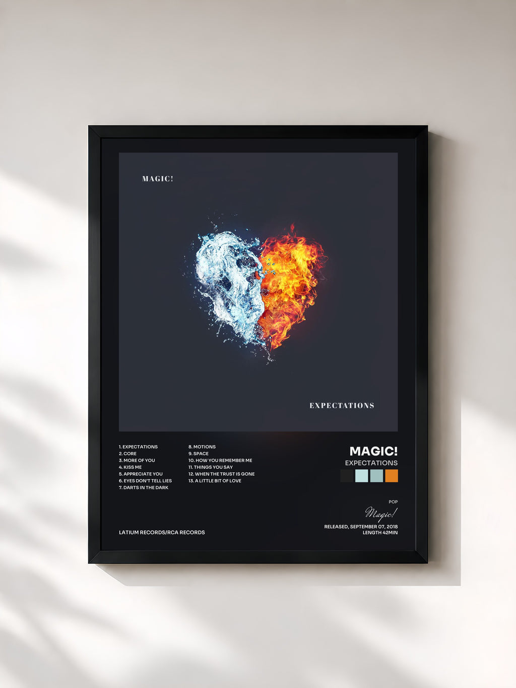 #noir Tableau de l'album Expectations de Magic!, cadre noir, imprimé et encadré en France