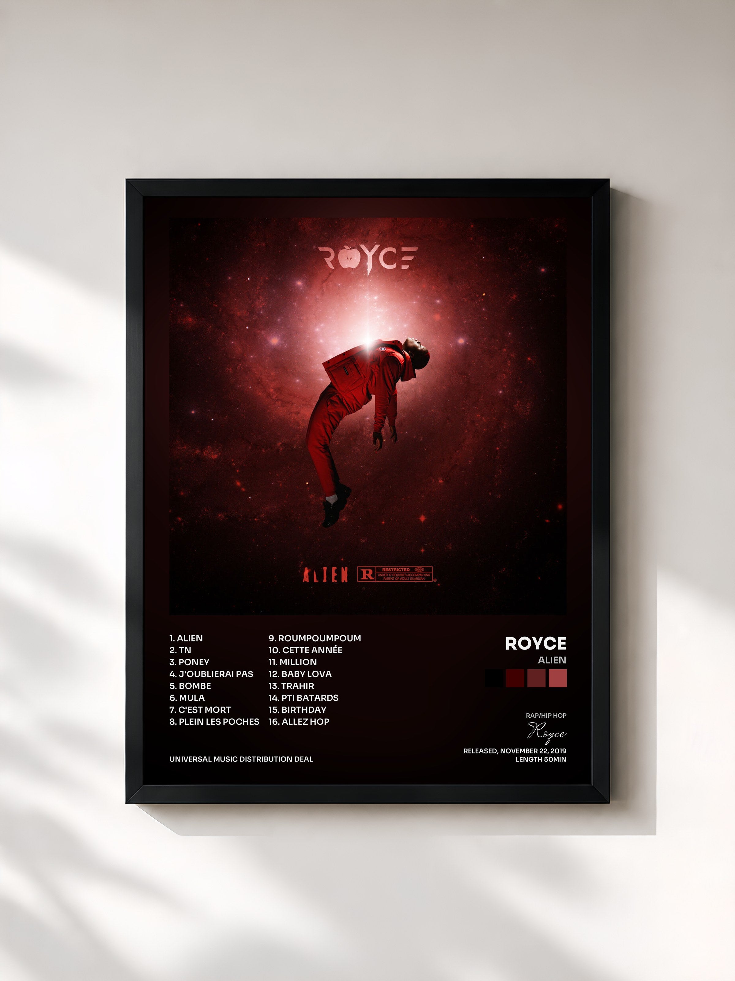 #noir Tableau de l'album Alien de Royce, cadre noir, imprimé et encadré en France
