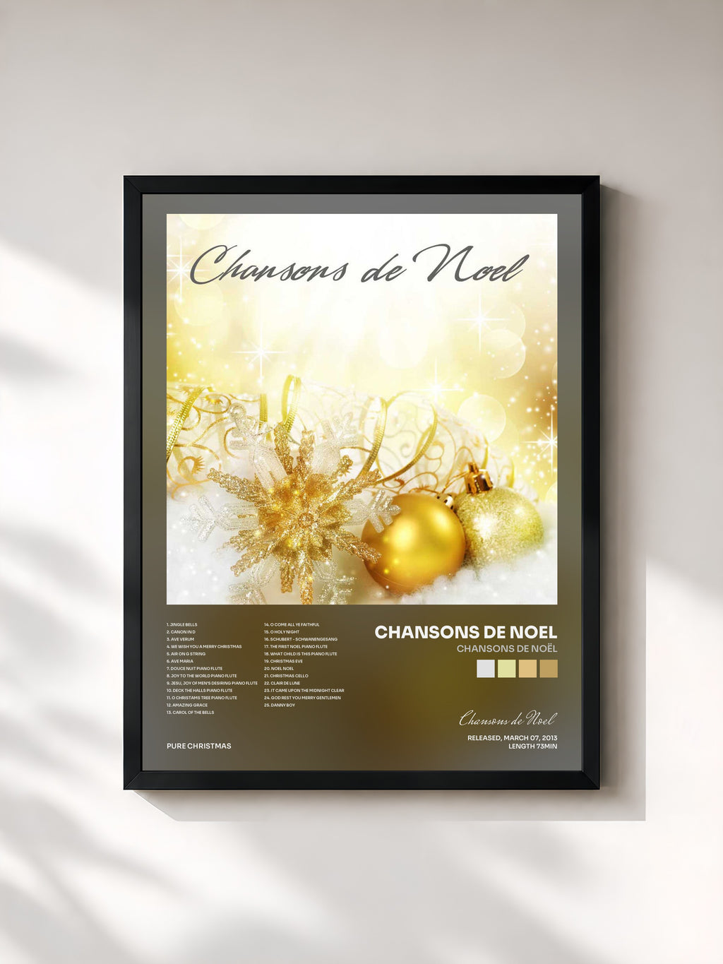 #noir Tableau de l'album Chansons de Noël de Chansons de Noel, cadre noir, imprimé et encadré en France
