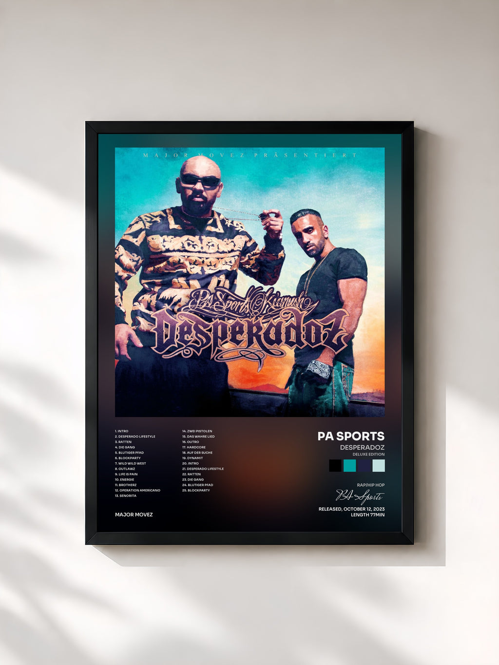 #noir Tableau de l'album Desperadoz (Deluxe Edition) de PA Sports, cadre noir, imprimé et encadré en France