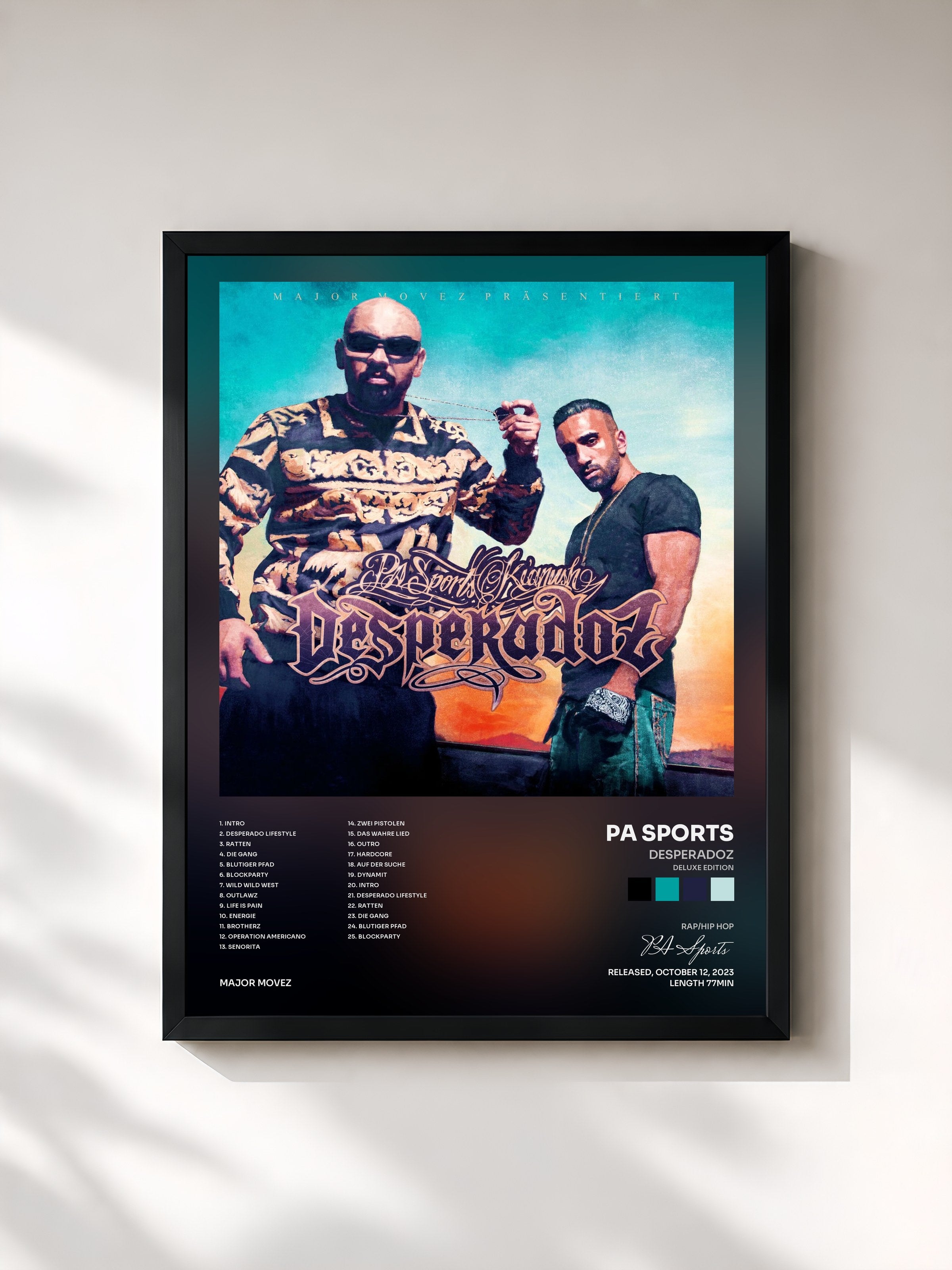 #noir Tableau de l'album Desperadoz (Deluxe Edition) de PA Sports, cadre noir, imprimé et encadré en France