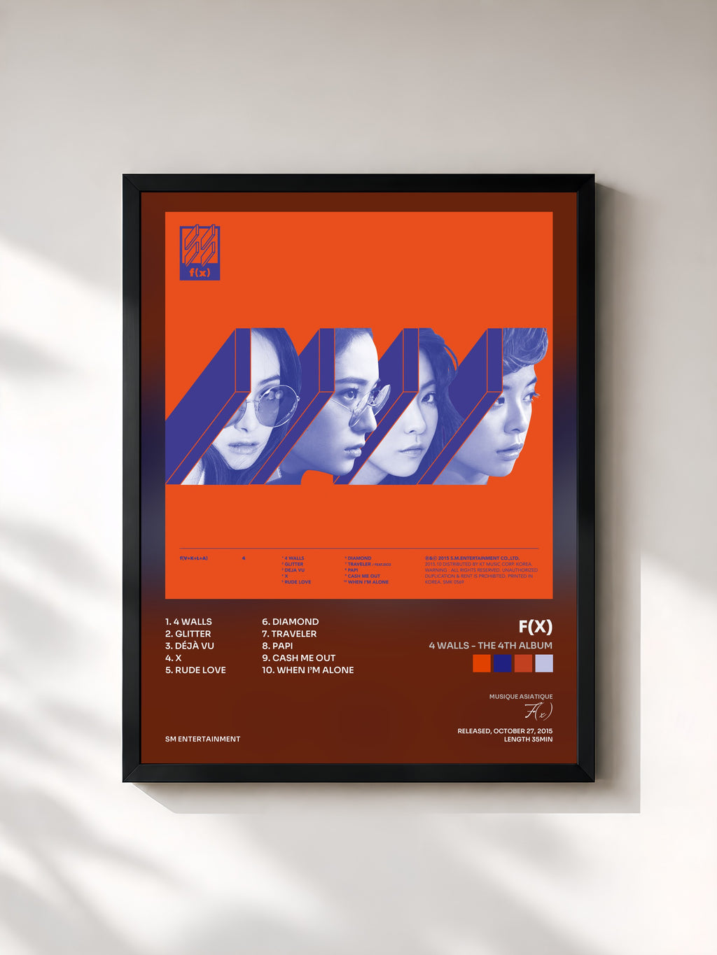 #noir Tableau de l'album 4 Walls - The 4th Album de F(x), cadre noir, imprimé et encadré en France