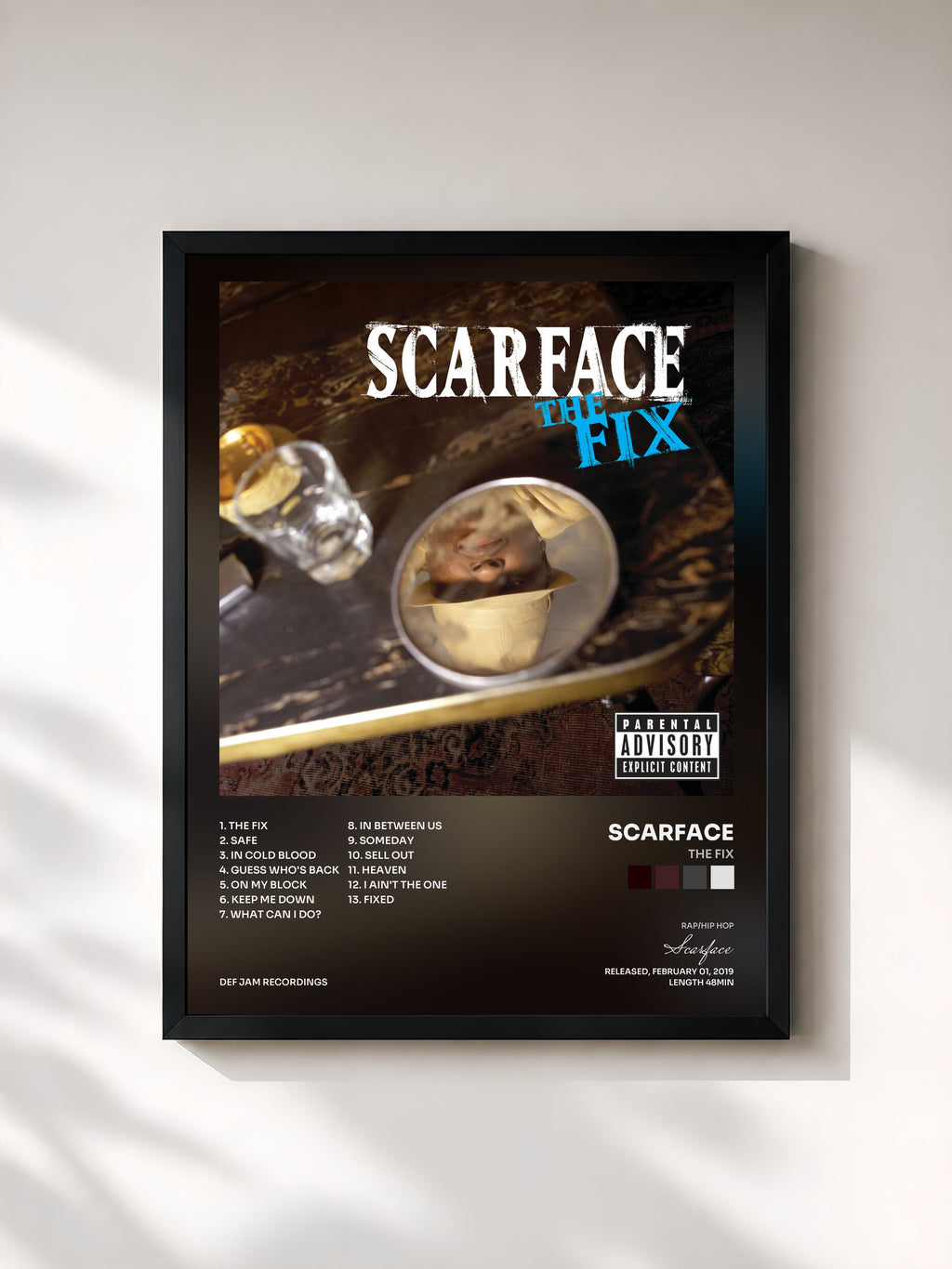 #noir Tableau de l'album The Fix de Scarface, cadre noir, imprimé et encadré en France